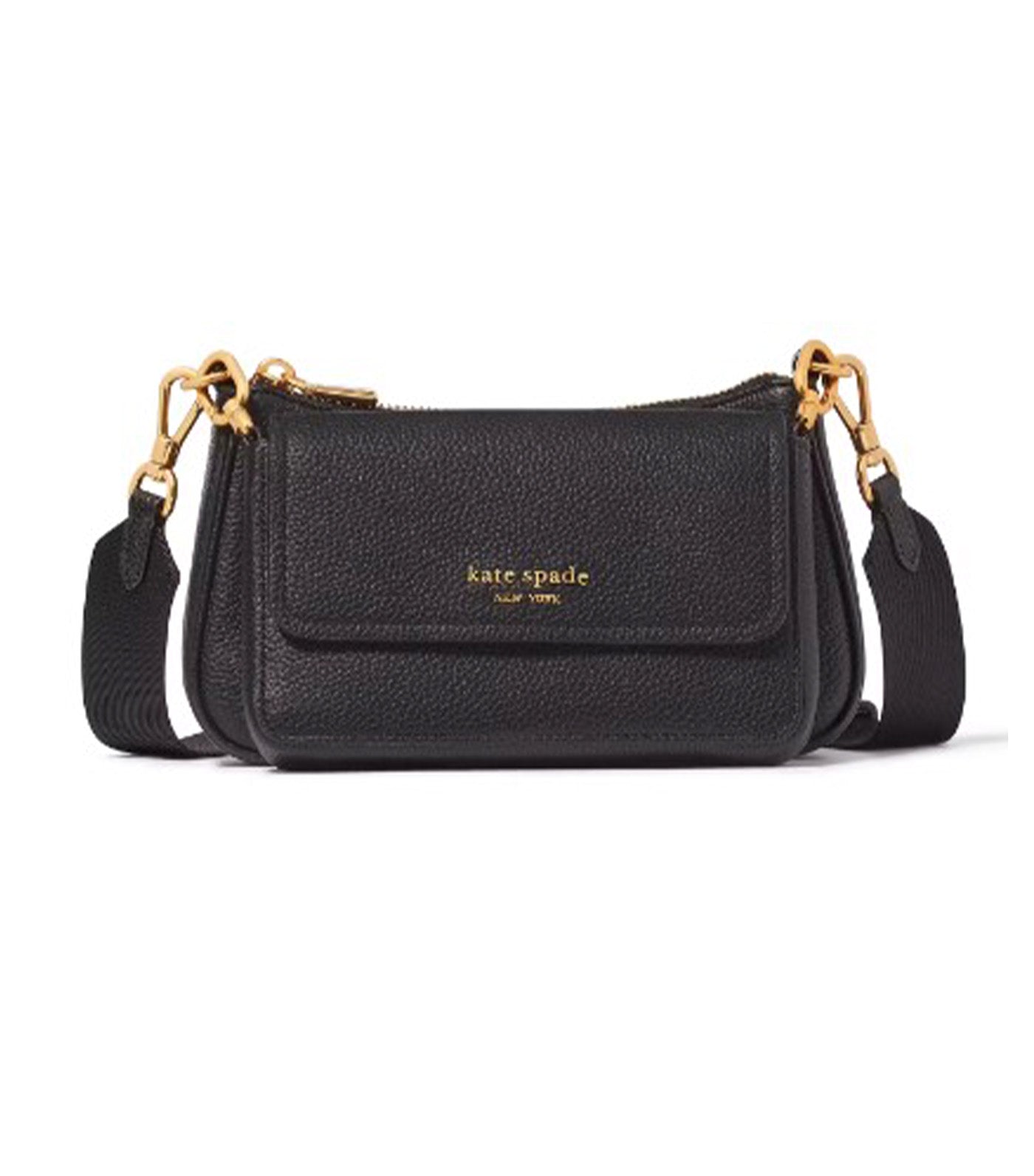 Double Up Pebbled Leather Crossbody Black