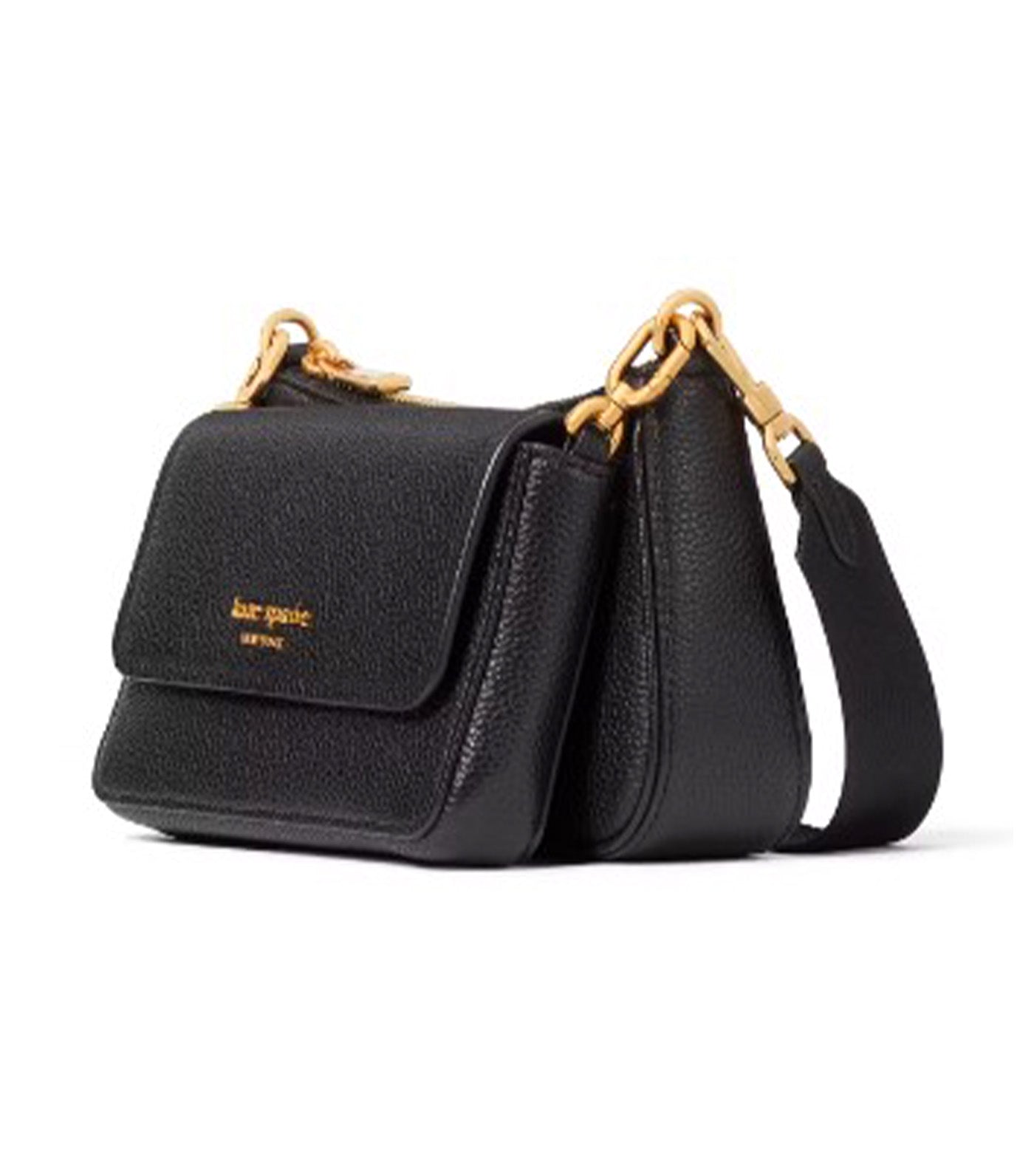 Double Up Pebbled Leather Crossbody Black