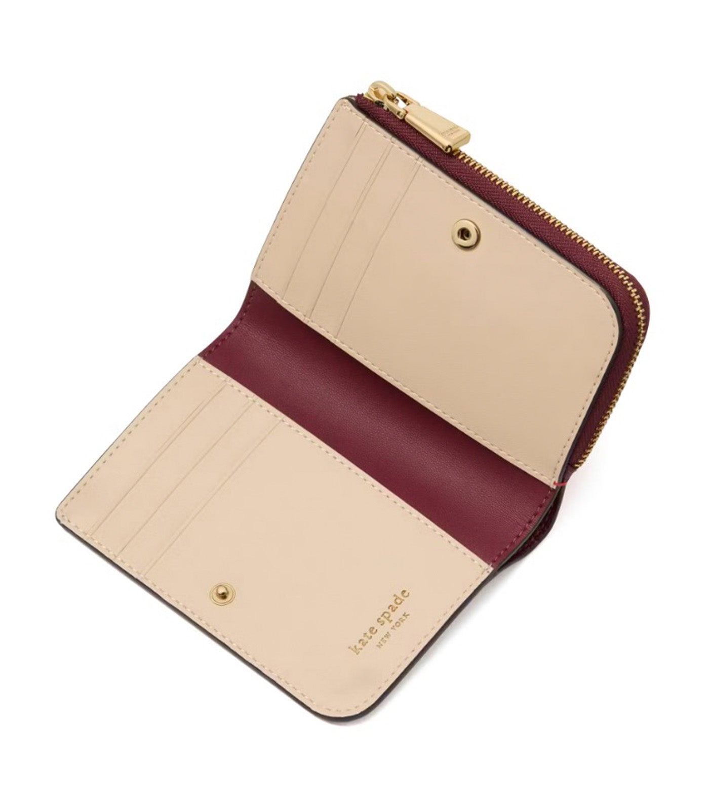 Ava Colorblocked Pebbled Leather Bifold Wallet Cherry Juice