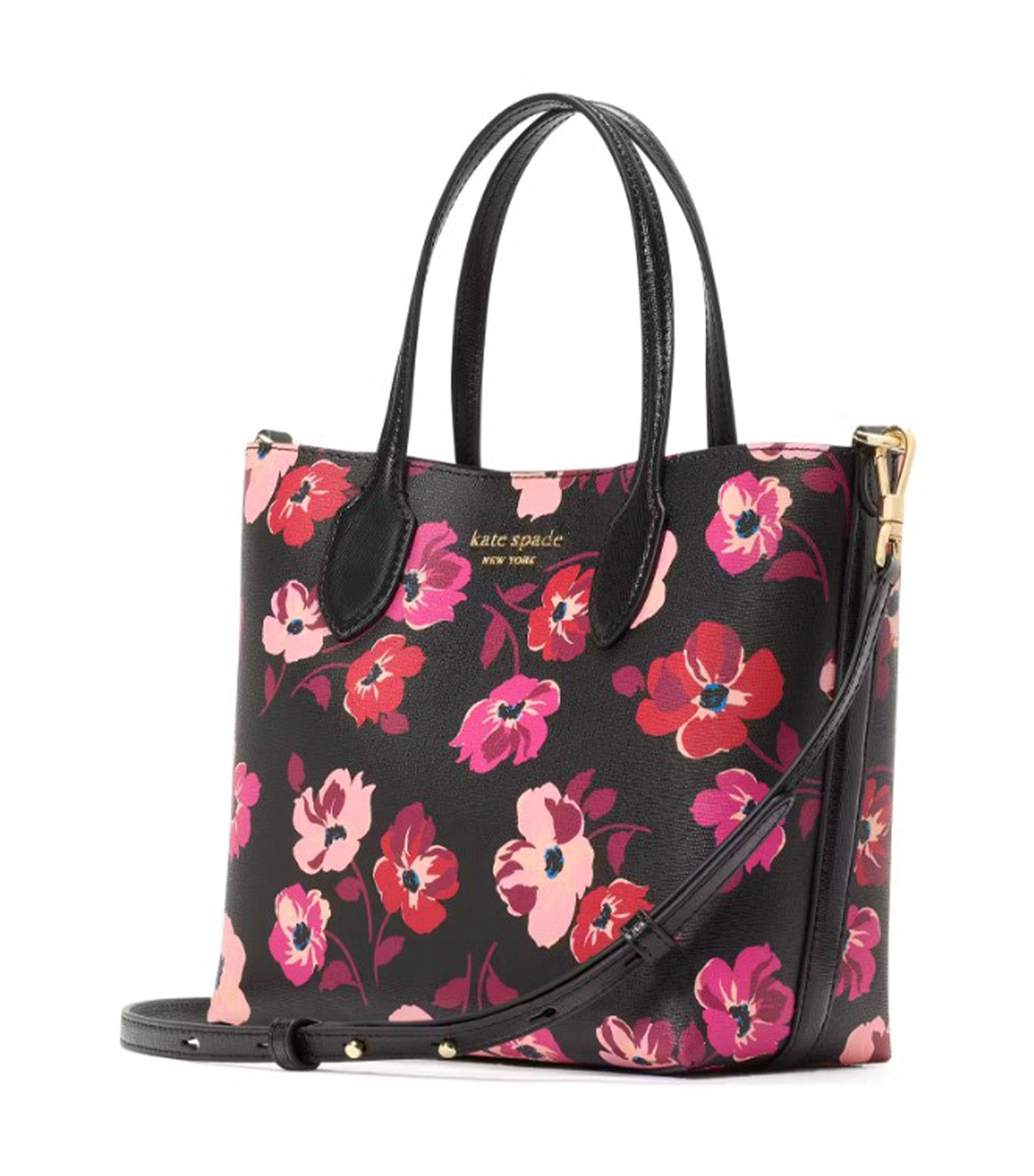 Bleecker Fall Poppies Medium Crossbody Tote Black Multi