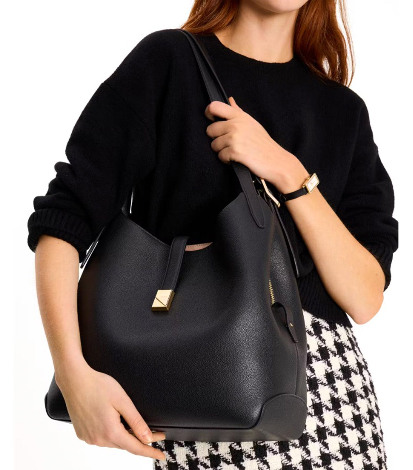 Deco Large Shoulder Bag Black