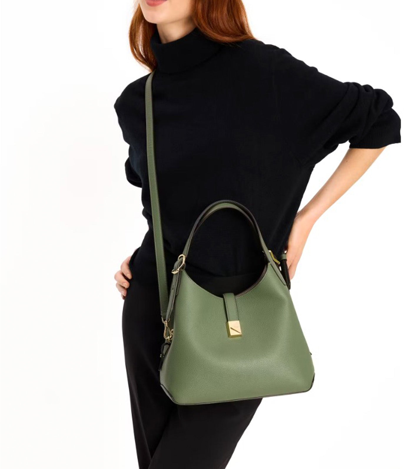 Deco Medium Crossbody Tote Olive Leaf