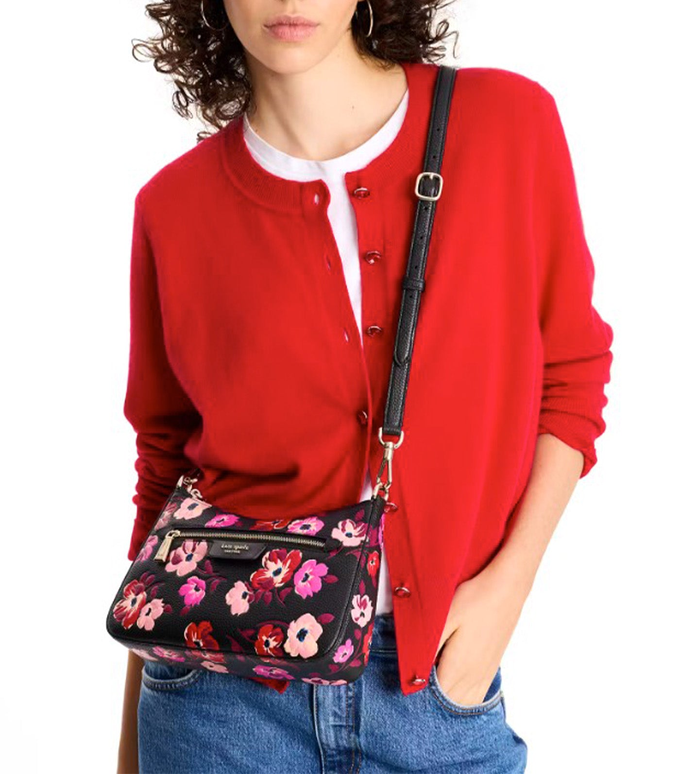 Hudson Fall Poppies Convertible Crossbody Black Multi