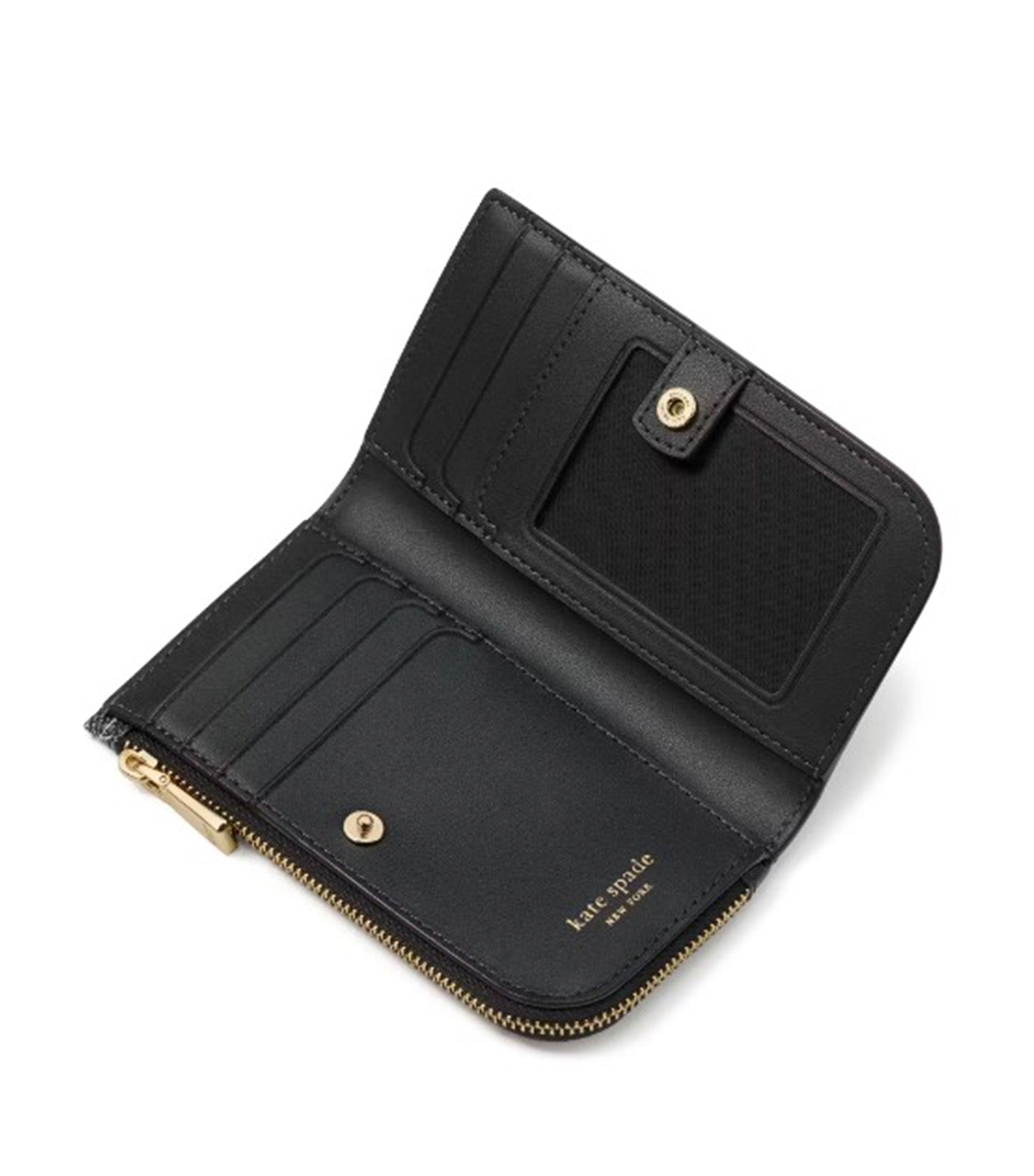 Spade Flower Small Slim Bifold Wallet Black Multi