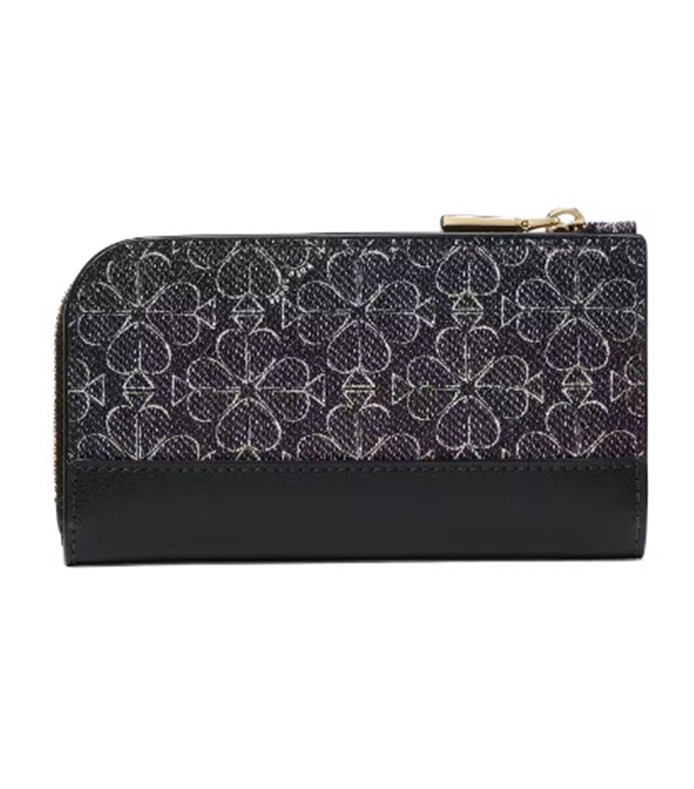 Spade Flower Small Slim Bifold Wallet Black Multi