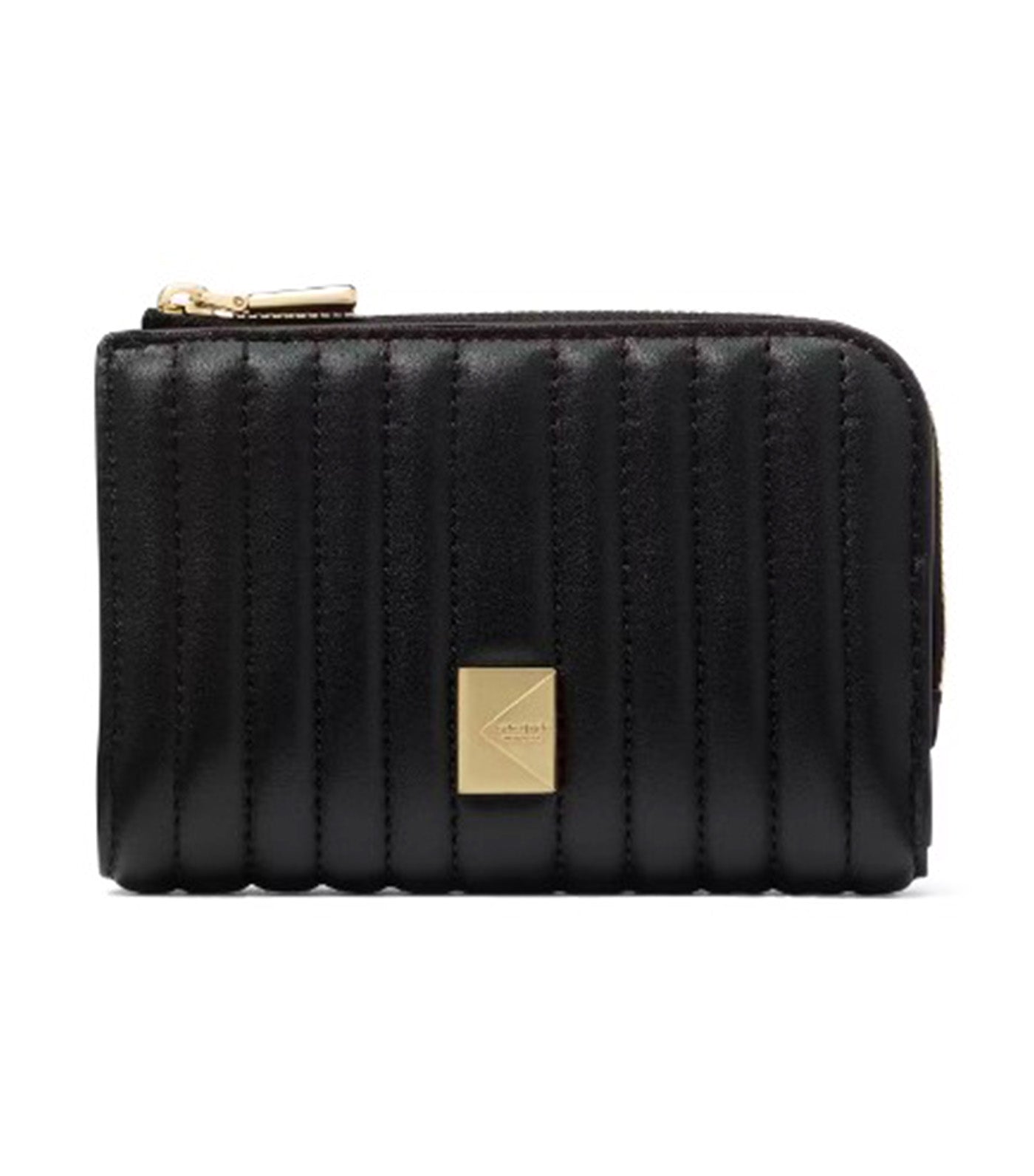 Deco Quilted Compact Wallet Black