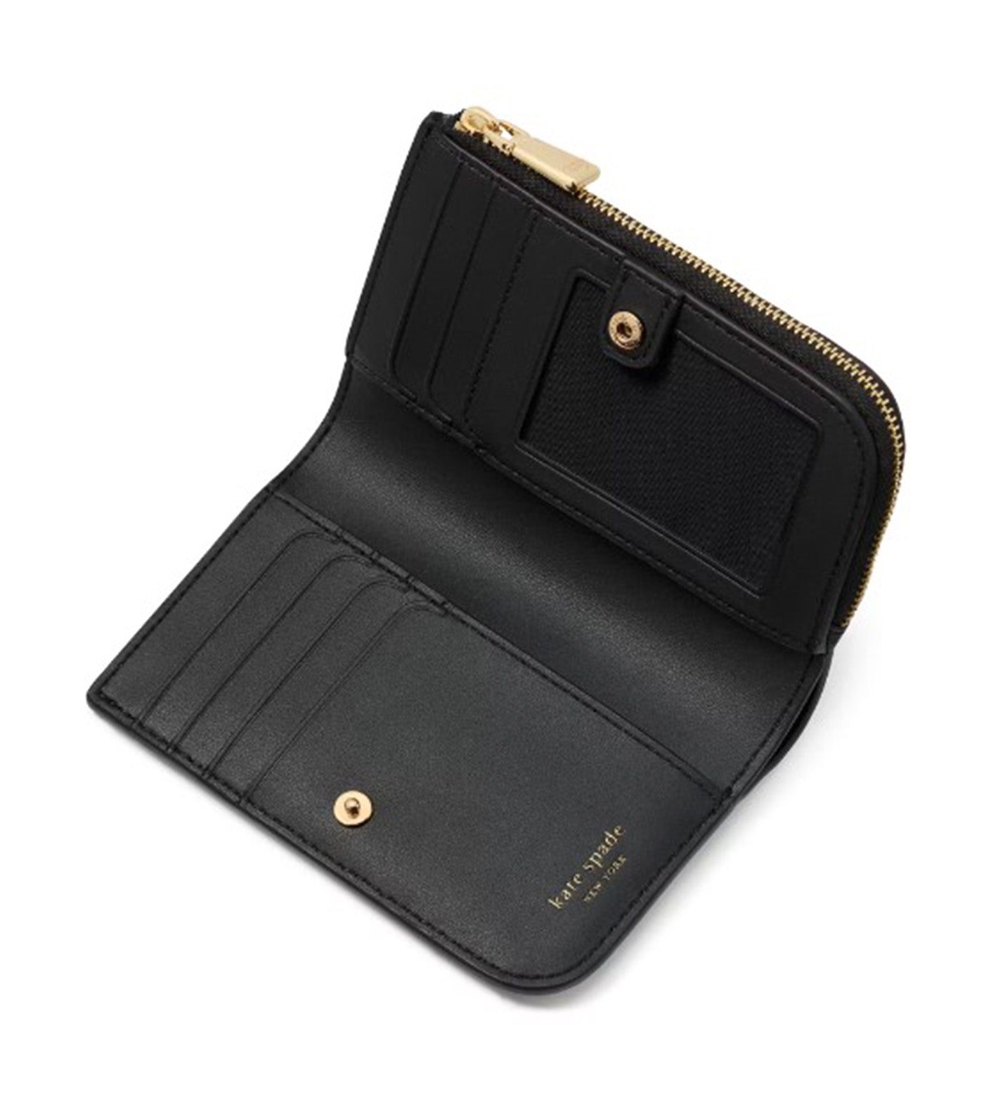 Deco Quilted Compact Wallet Black