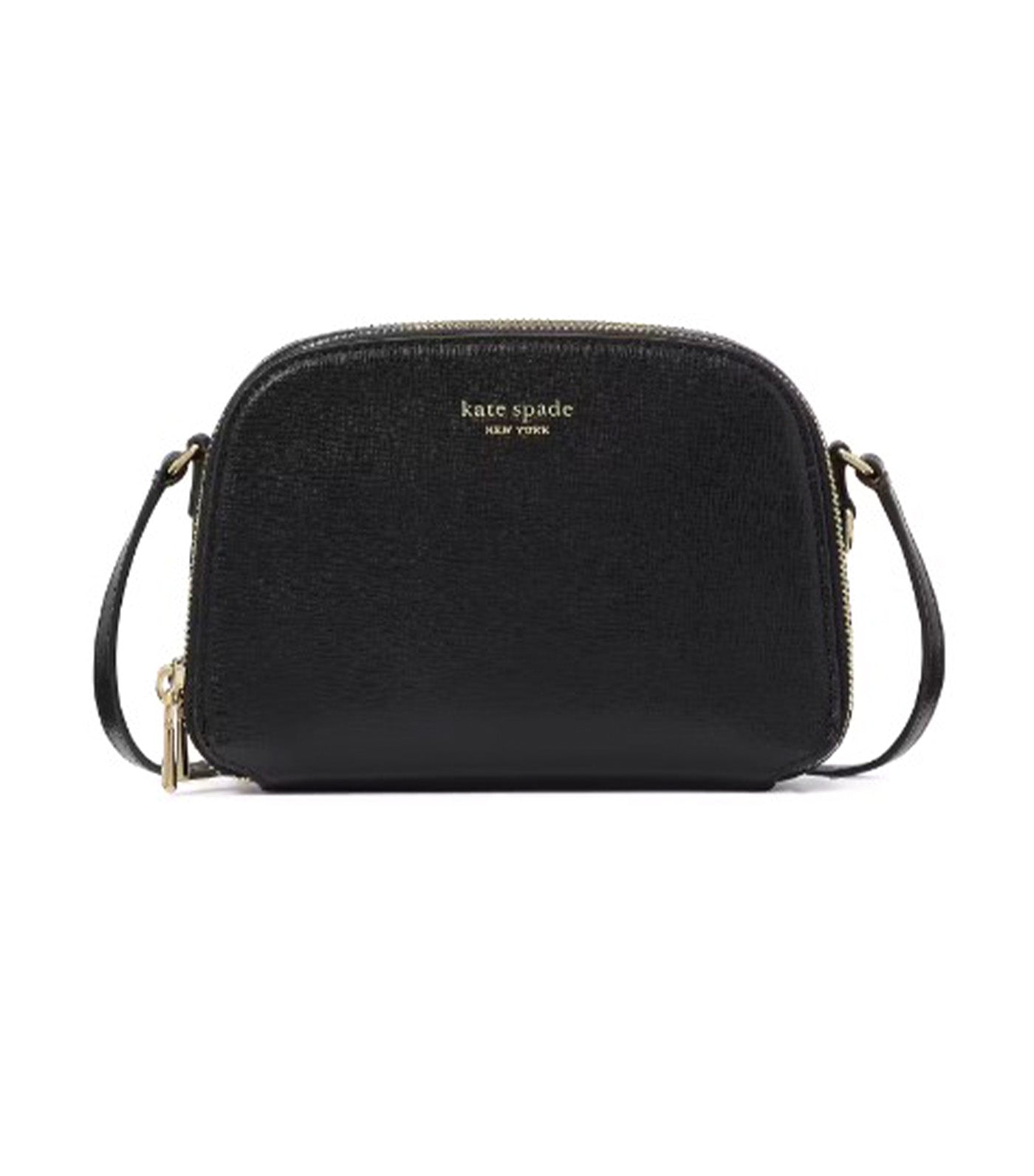 Devin Double Zip Dome Crossbody Black