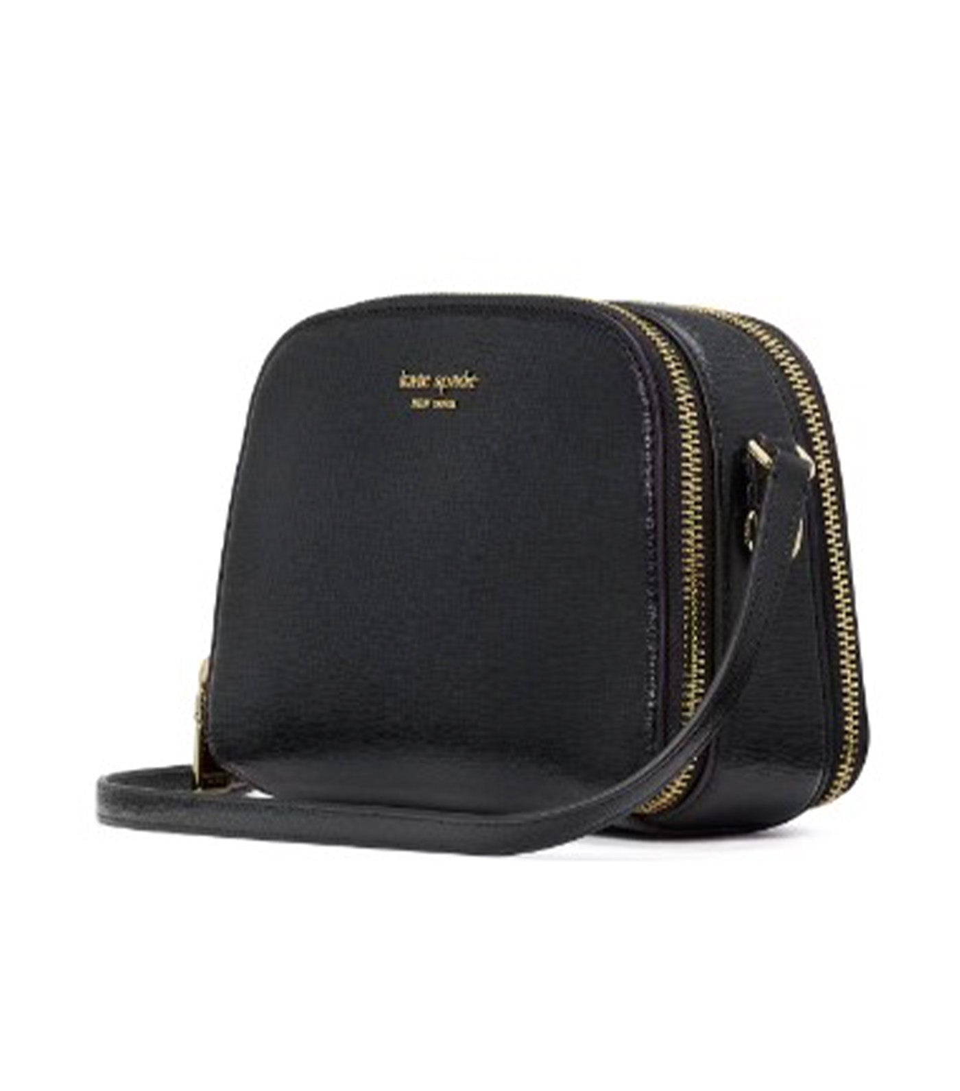 Devin Double Zip Dome Crossbody Black