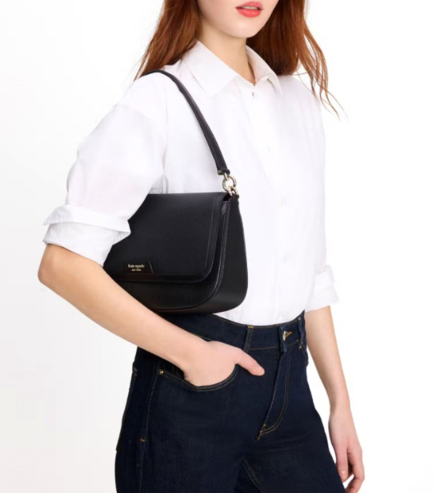 Hudson Convertible Flap Shoulder Bag Black