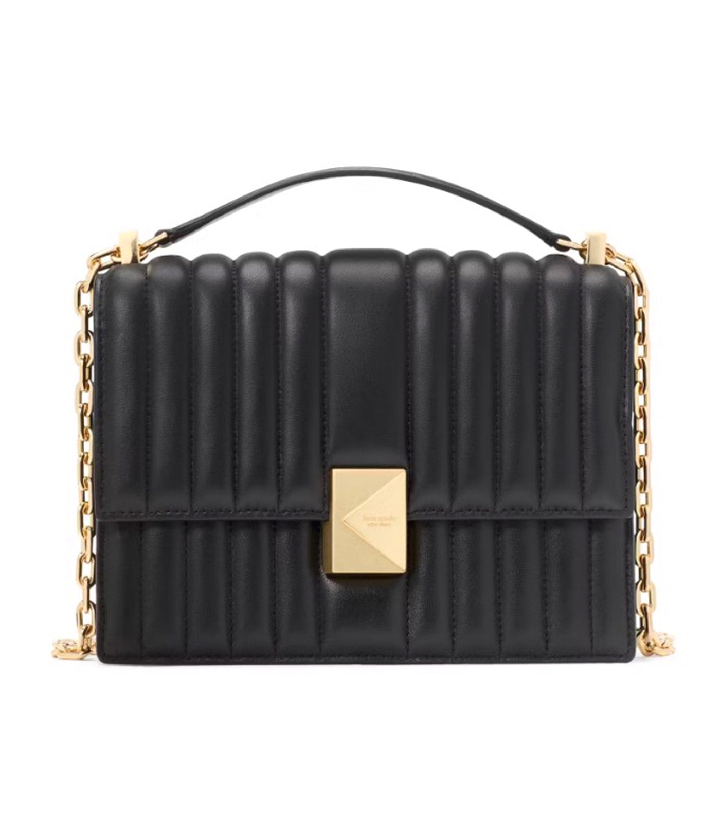 Deco Quilted Chain Shoulder Bag Black