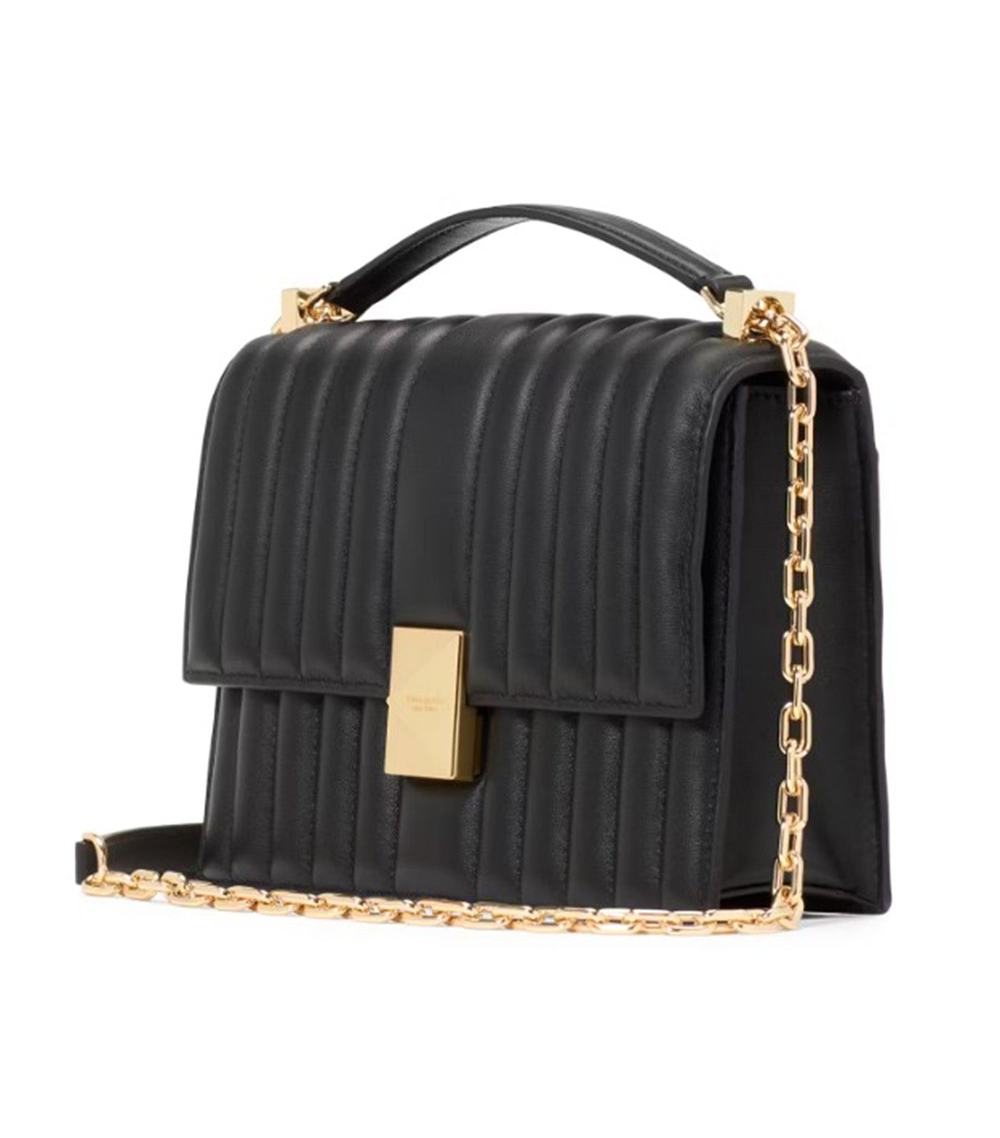 Deco Quilted Chain Shoulder Bag Black