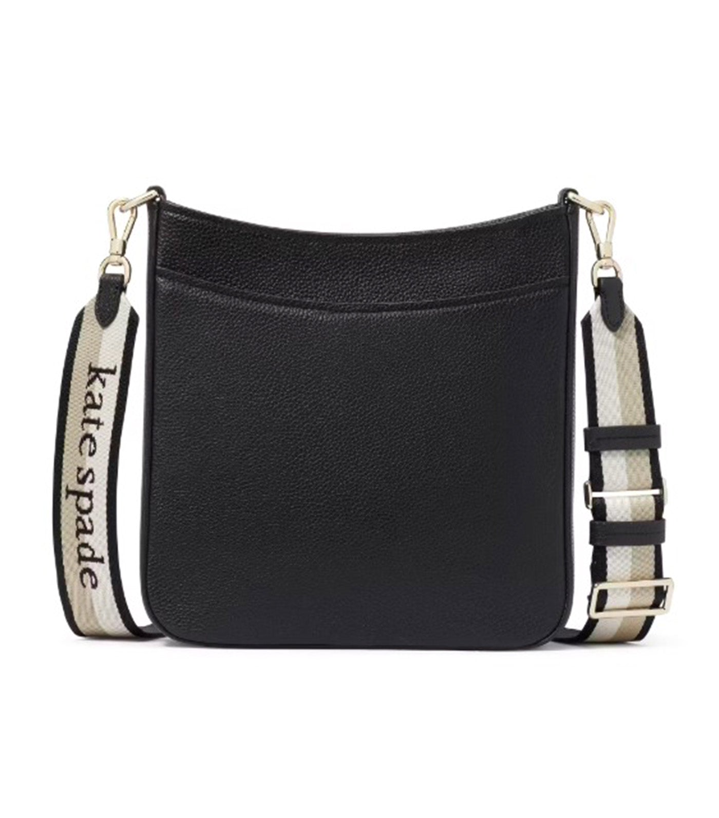 Hudson Pebbled Leather Large Messenger Crossbody Black