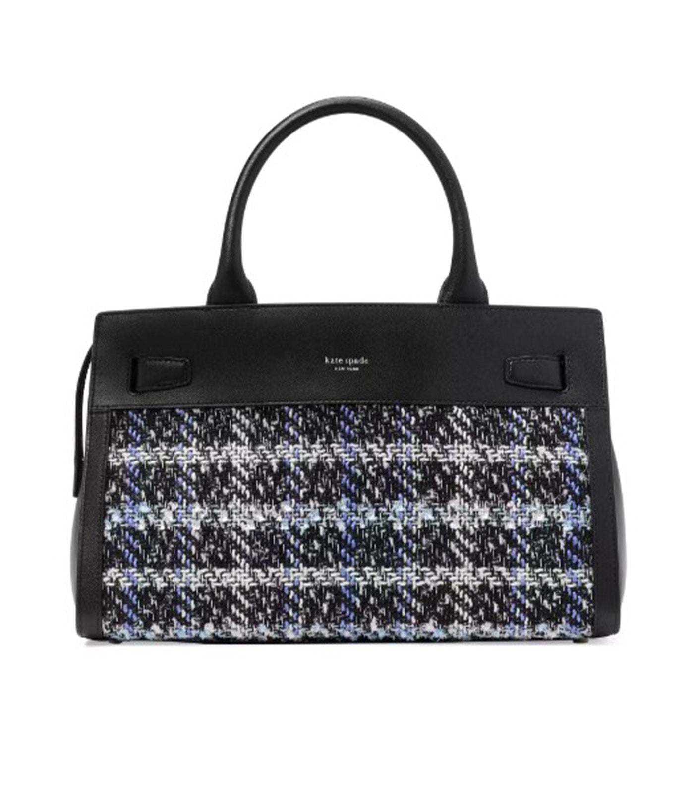 Deco Plaid Tweed Medium Satchel Black Multi