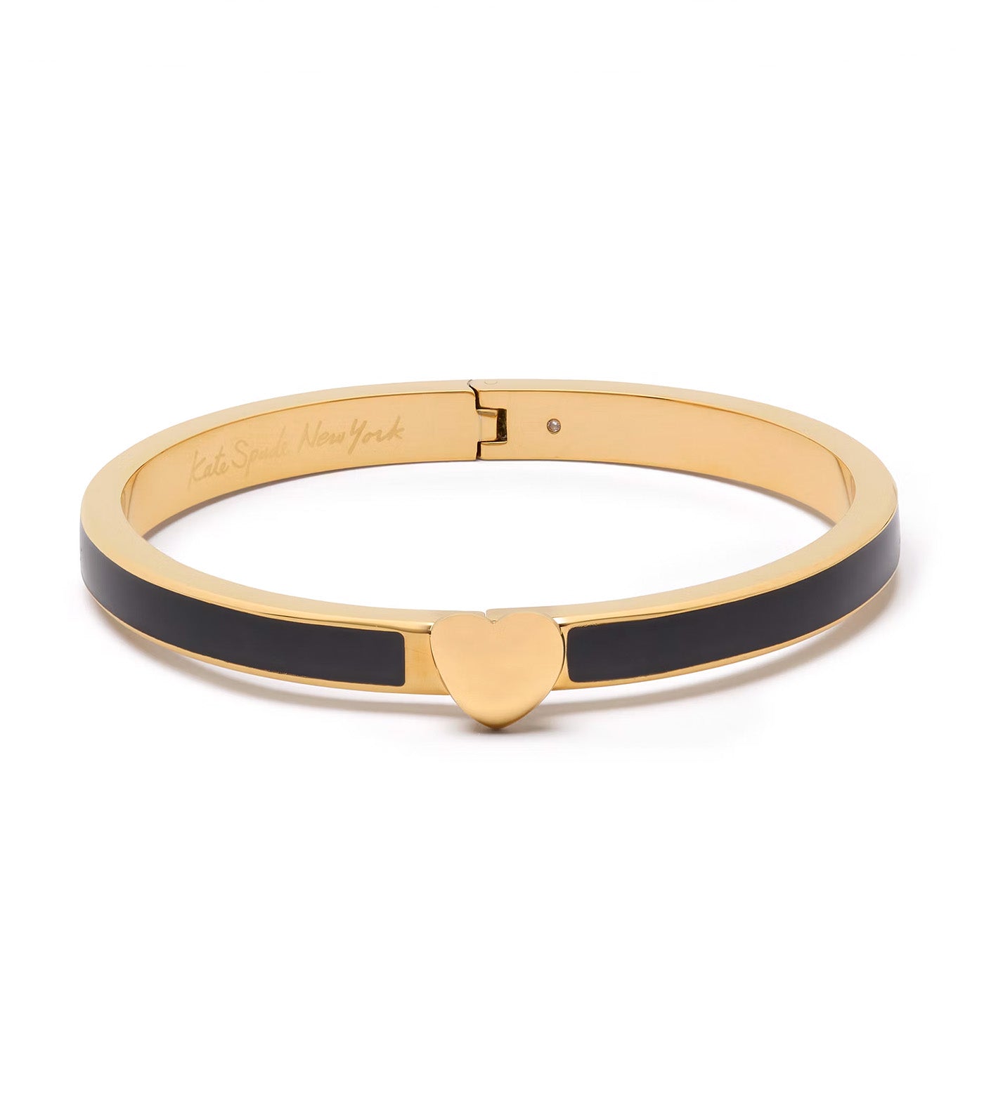 Heart You Enamel Hinged Bangle Black Gold