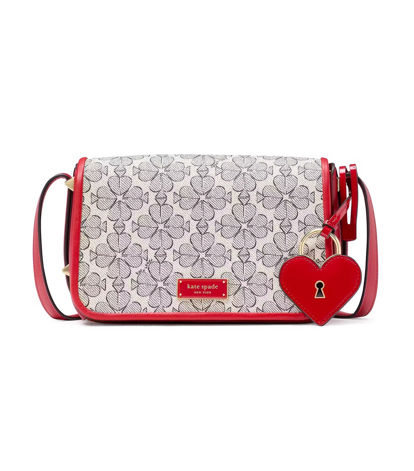 Liv Spade Flower Coated Canvas Small Flap Crossbody Cherry Rouge Multi