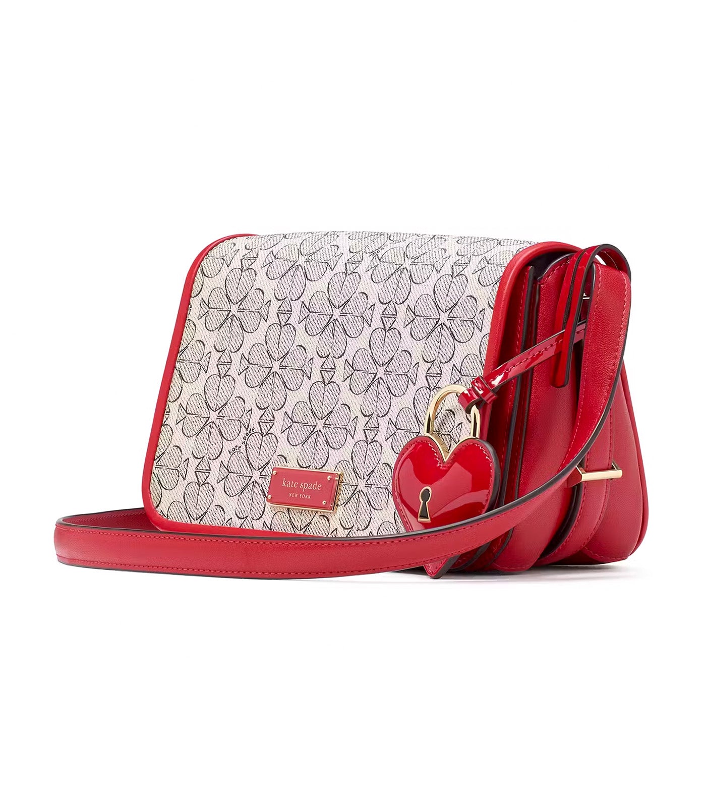 Liv Spade Flower Coated Canvas Small Flap Crossbody Cherry Rouge Multi