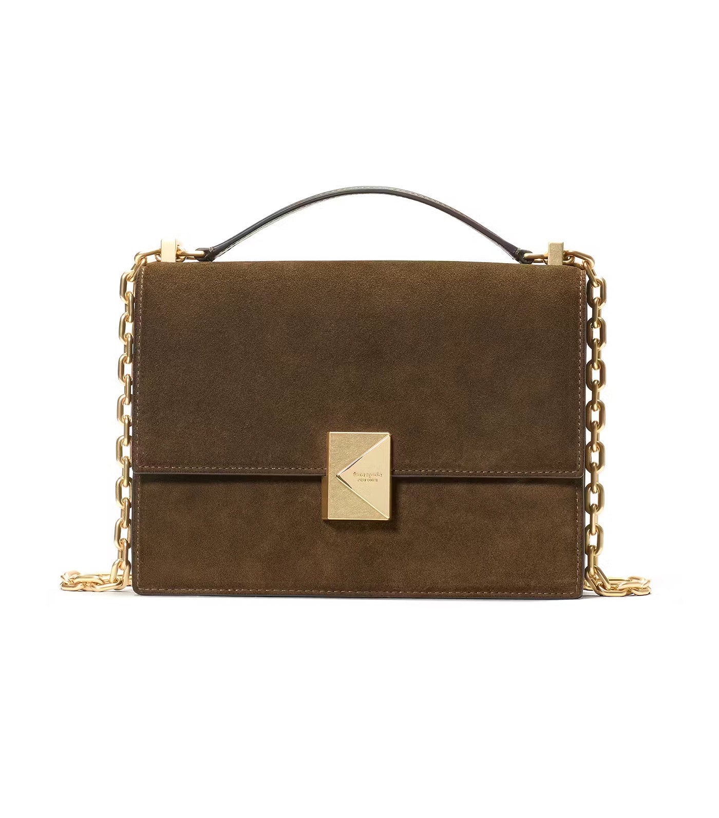 Deco Suede Chain Shoulder Bag Burnt Sage