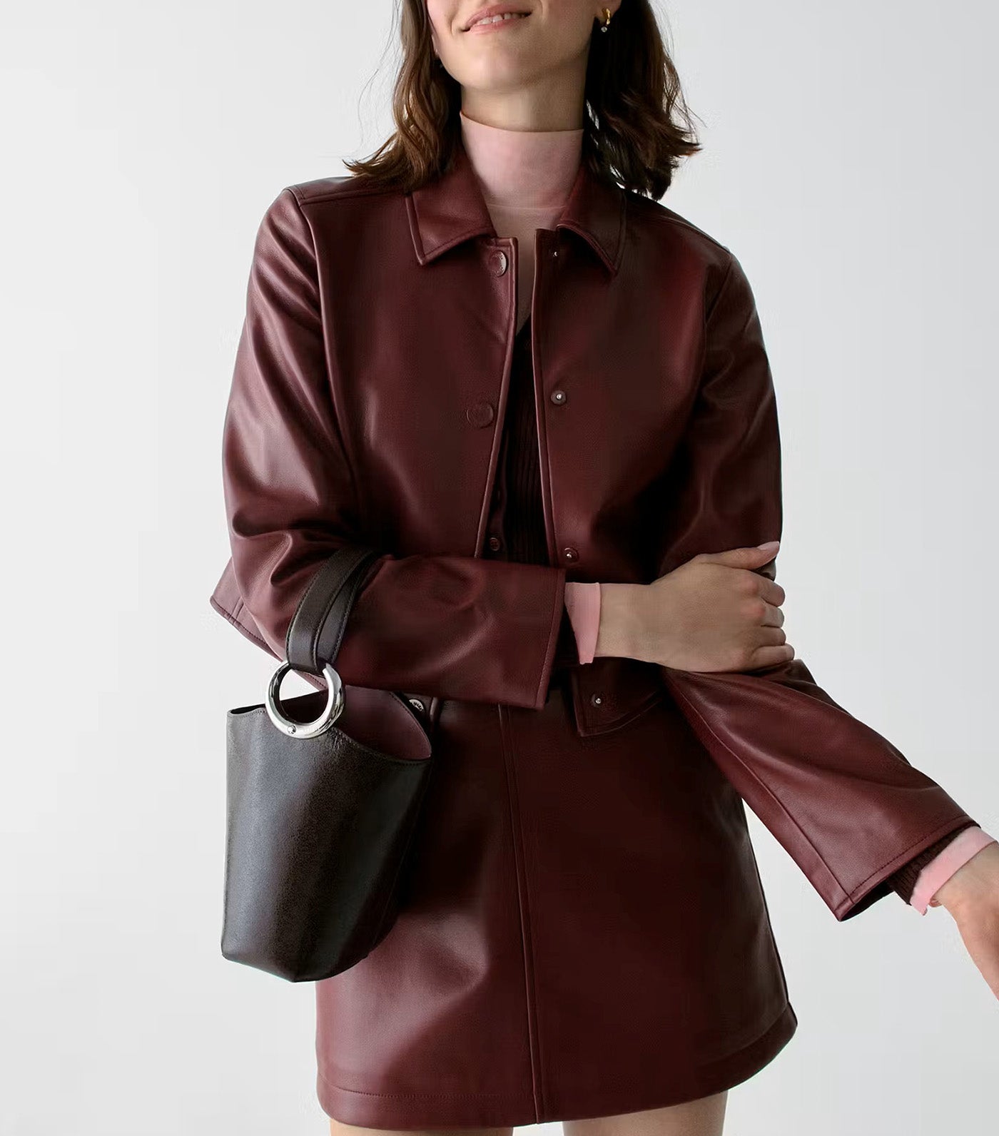 Halo Glazed Leather Mini Bucket Bag