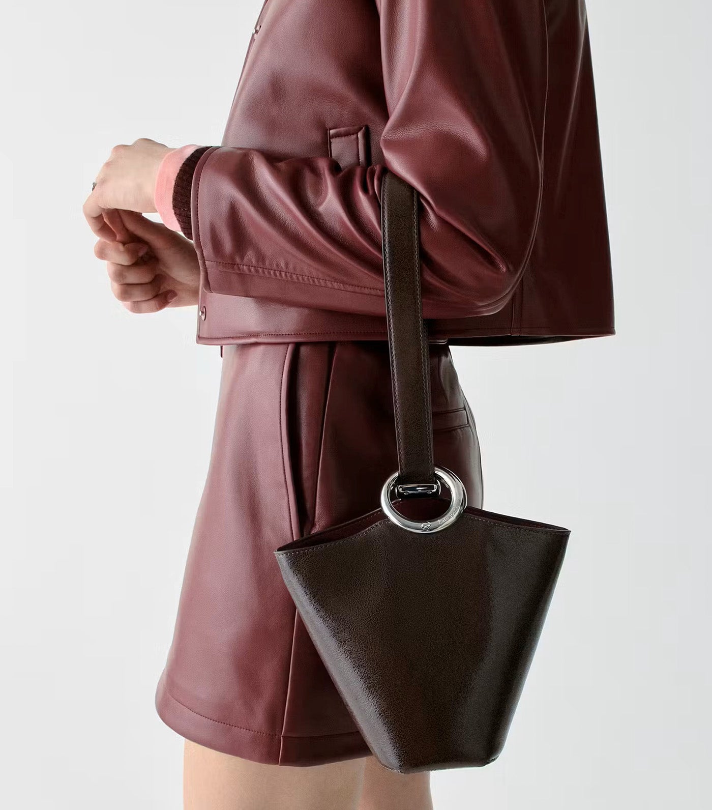 Halo Glazed Leather Mini Bucket Bag