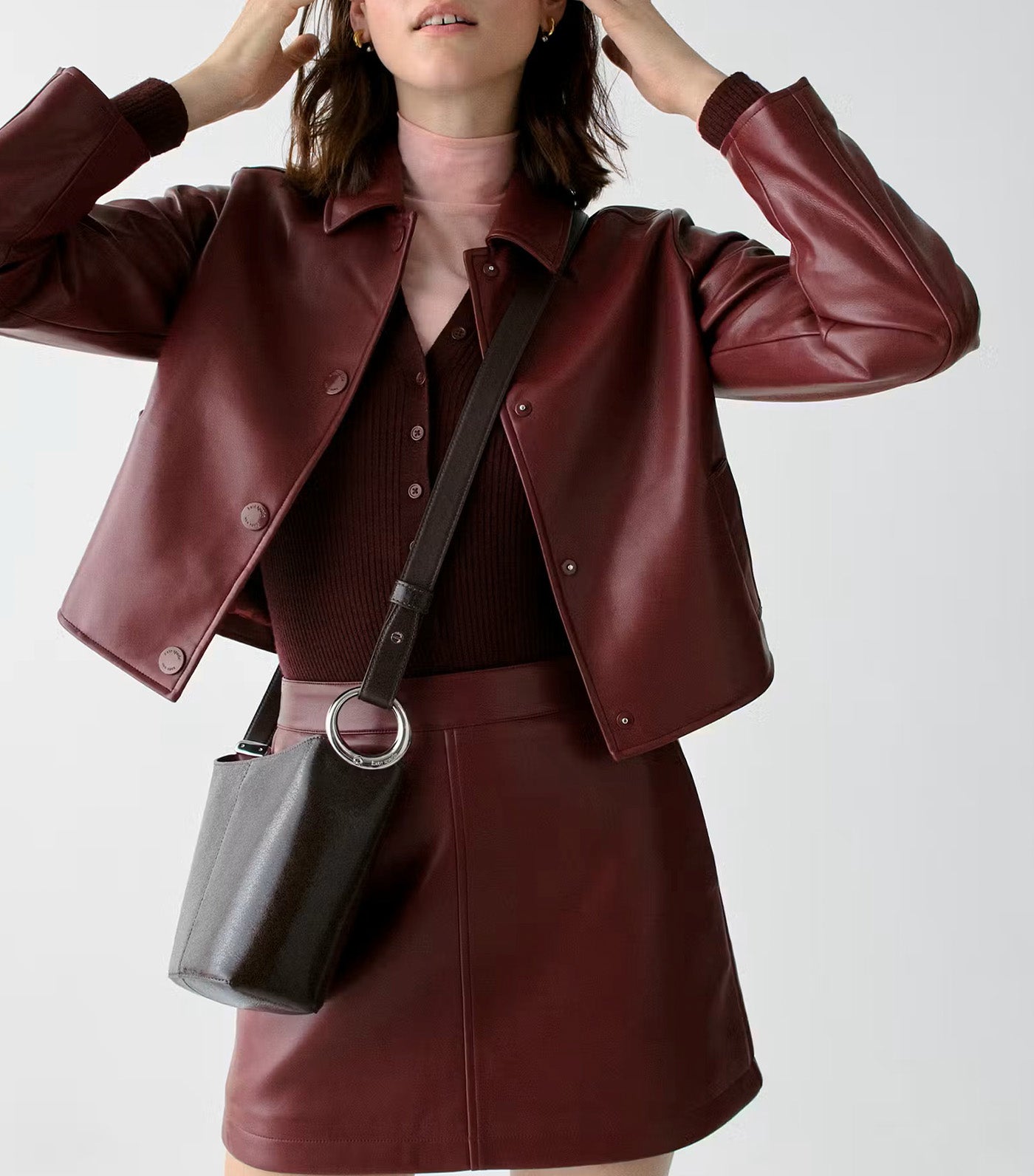 Halo Glazed Leather Mini Bucket Bag