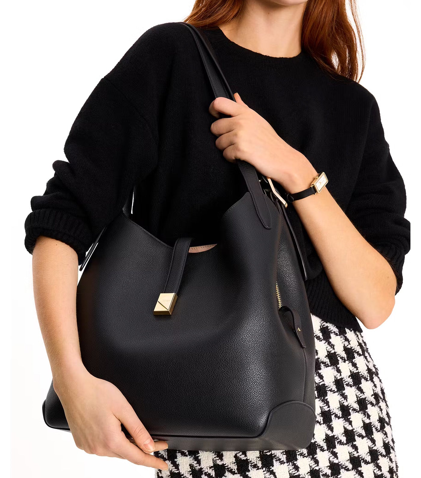 Deco Large Shoulder Bag Black
