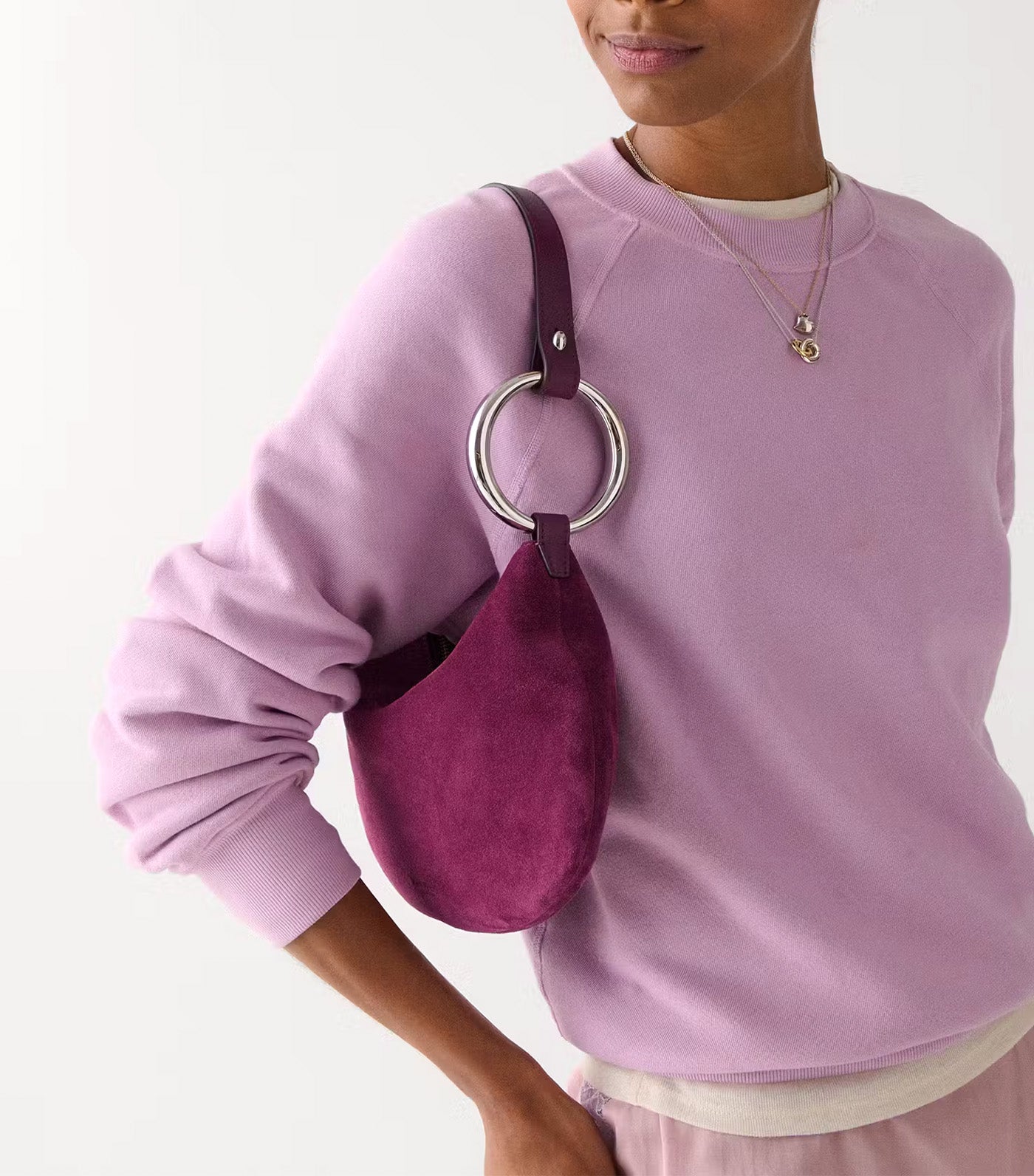 The Suede Bangle Bag Purple Agate