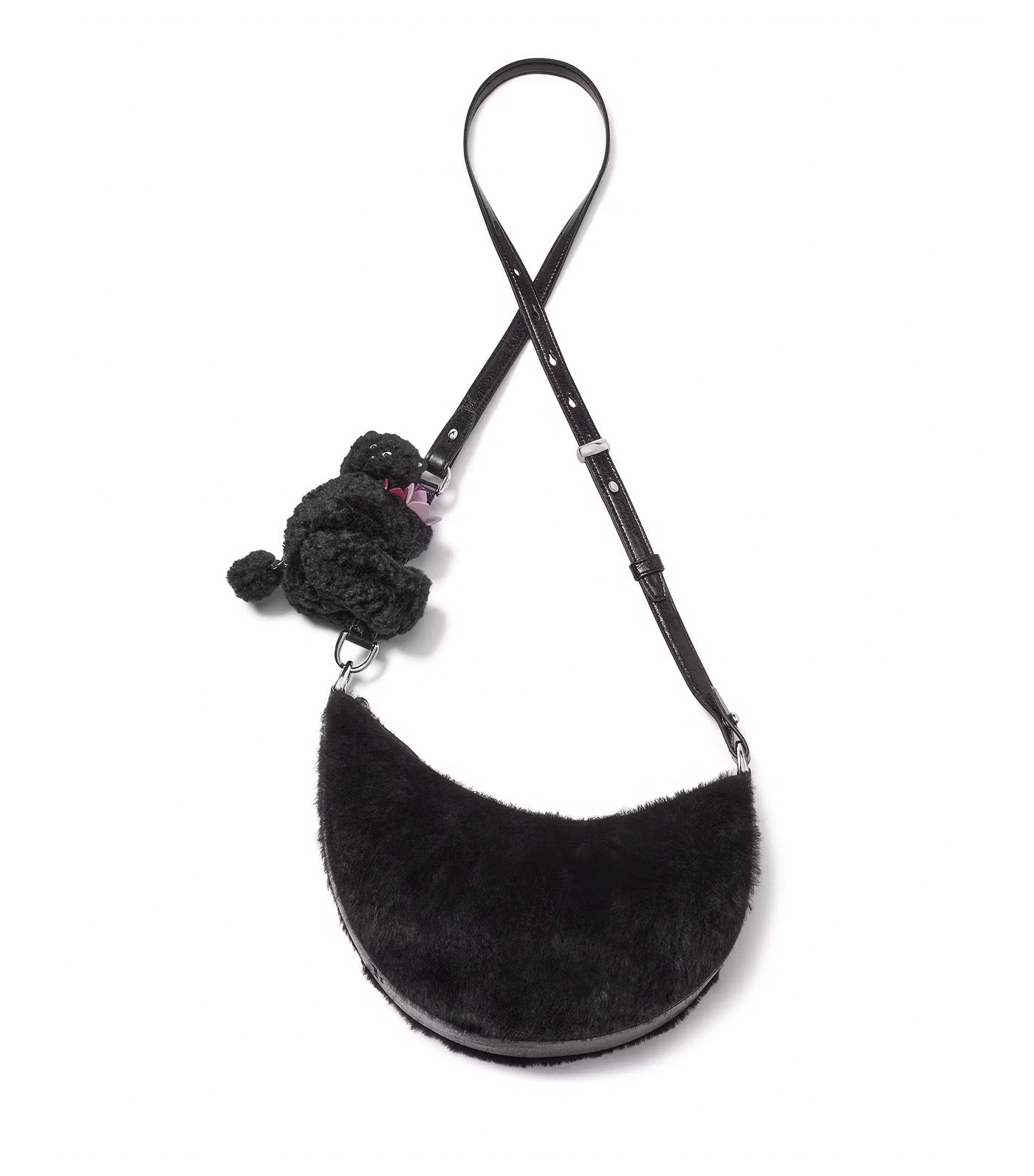 Duo Shearling Bear Crossbody Bag Black Multi
