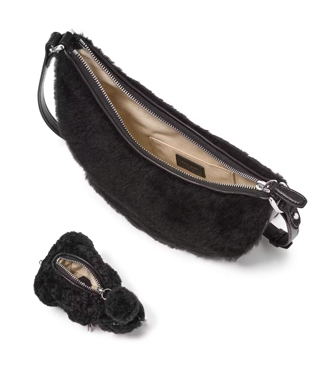 Duo Shearling Bear Crossbody Bag Black Multi