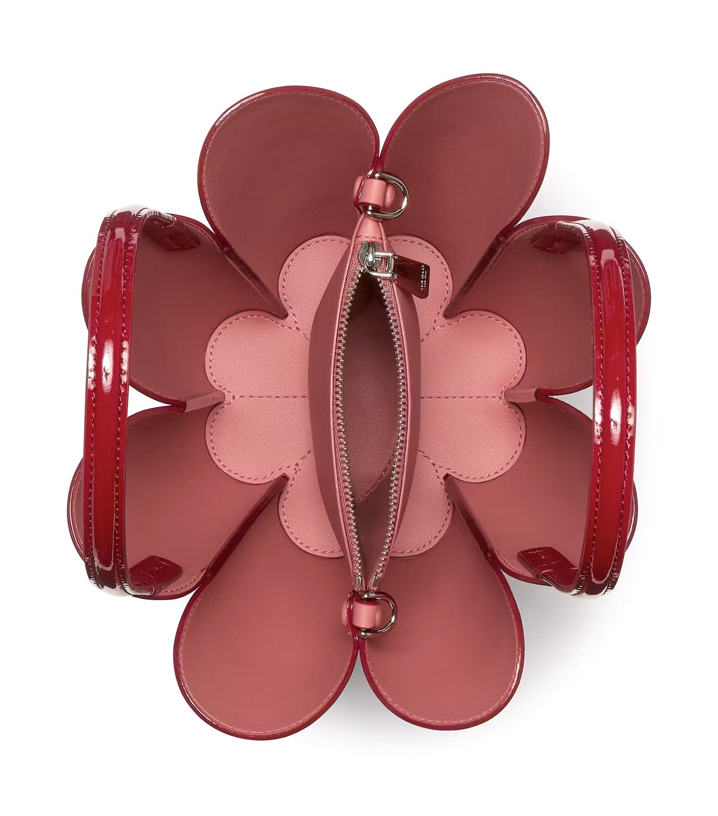 The Patent Spade Flower Bucket Bag Dark Scarlet