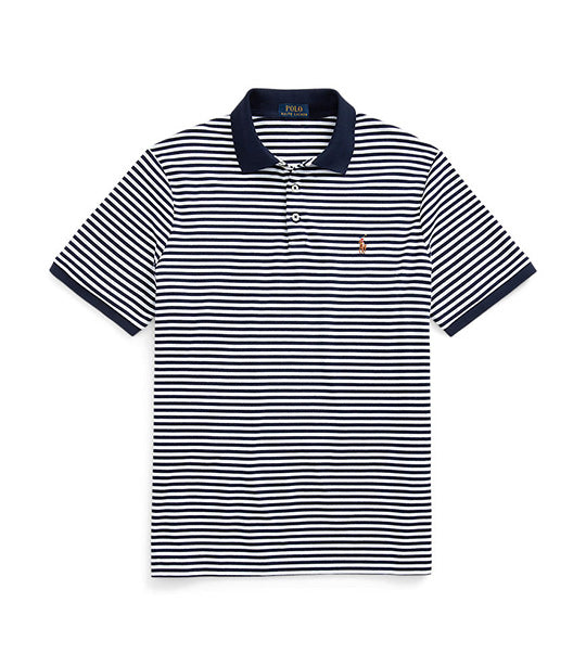 Men's Custom Slim Fit Soft Cotton Polo Shirt French Navy/White