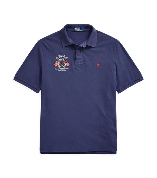 Men's Classic Fit Flag-Embroidered Polo Shirt Boathouse Navy