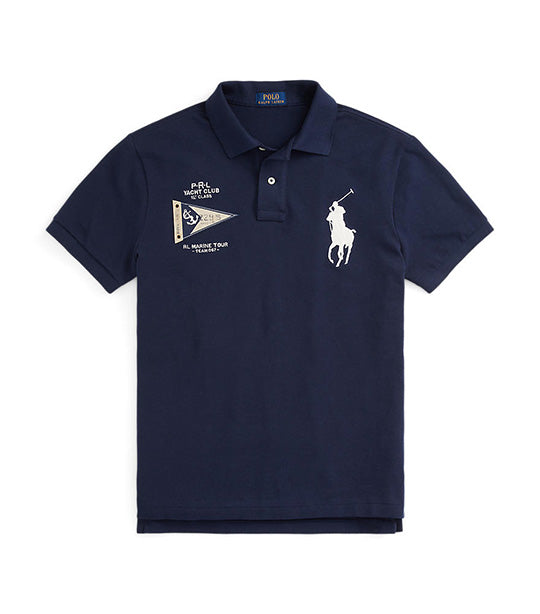 Men's Custom Slim Fit Big Pony Mesh Polo Shirt Newport Navy