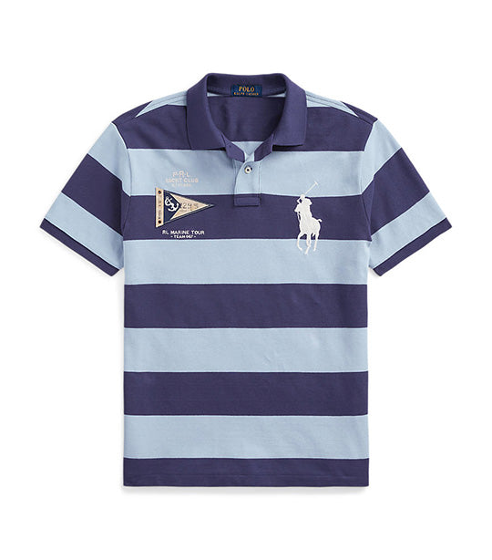 Men's Custom Slim Fit Big Pony Mesh Polo Shirt Boathouse Navy/Estate Blue