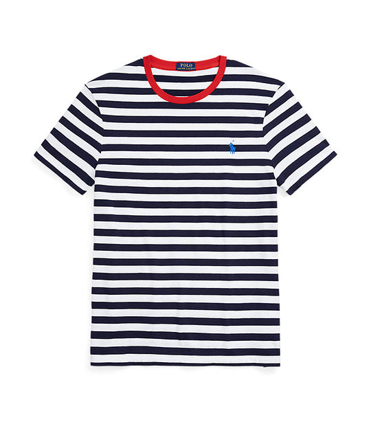 Men's Custom Slim Fit Striped Jersey T-Shirt Cruise Navy/White