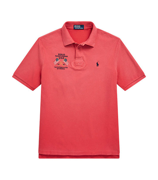 Men's Classic Fit Flag-Embroidered Polo Shirt Evening Post Red