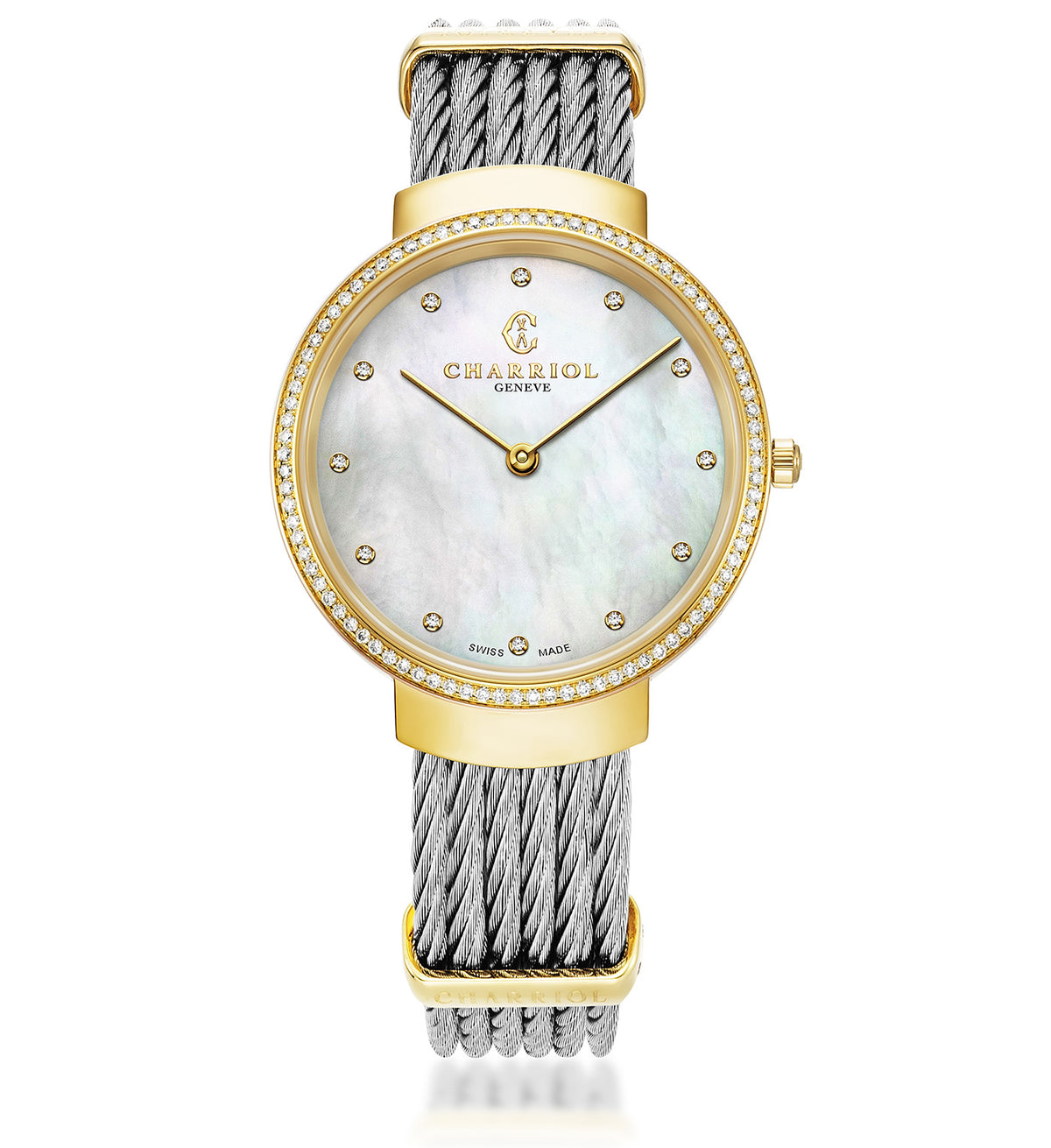 St. Tropez Slim Watch 34mm Stainless Steel and Yellow Gold