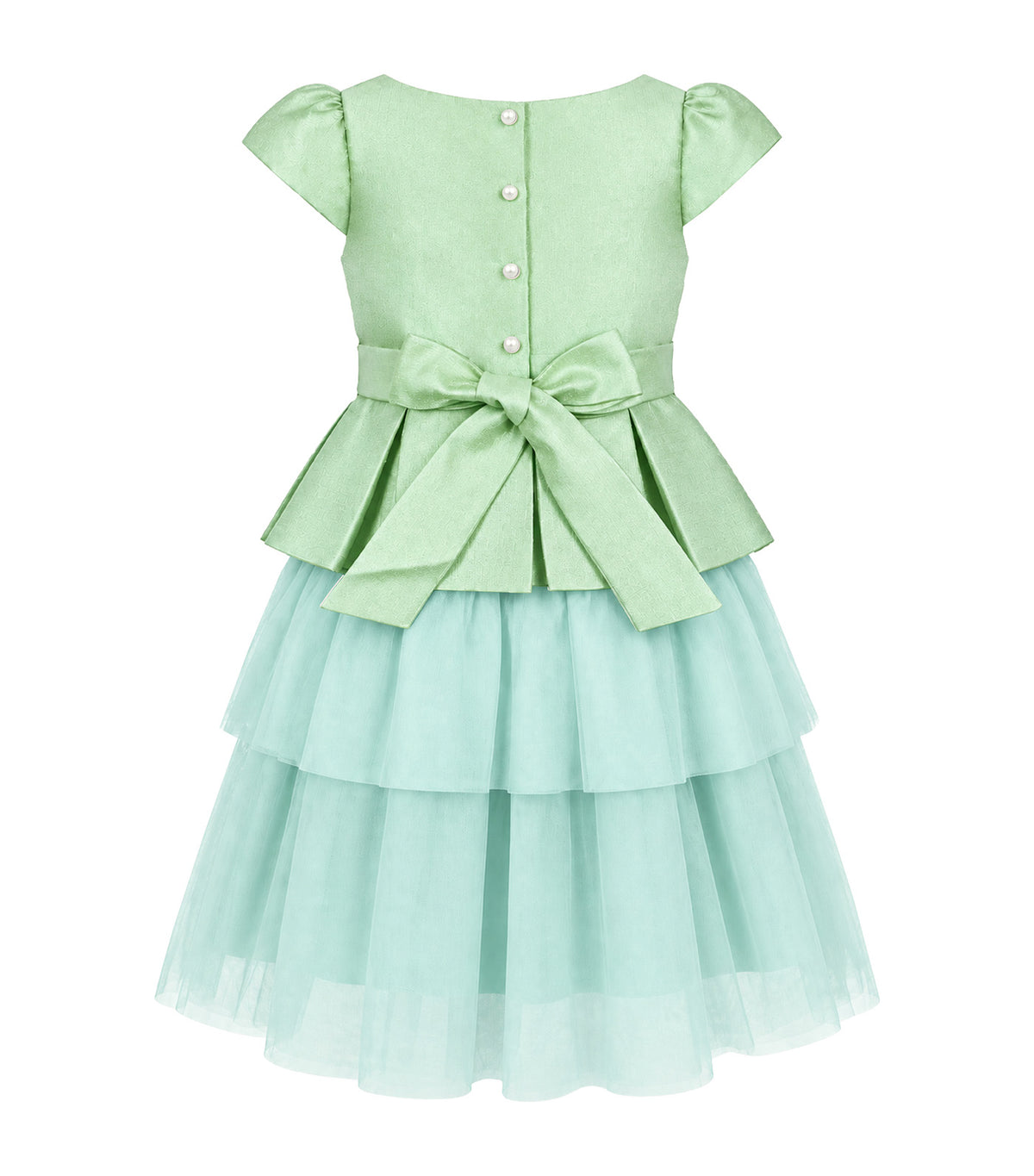 April Girls Tiered Party Dress Green
