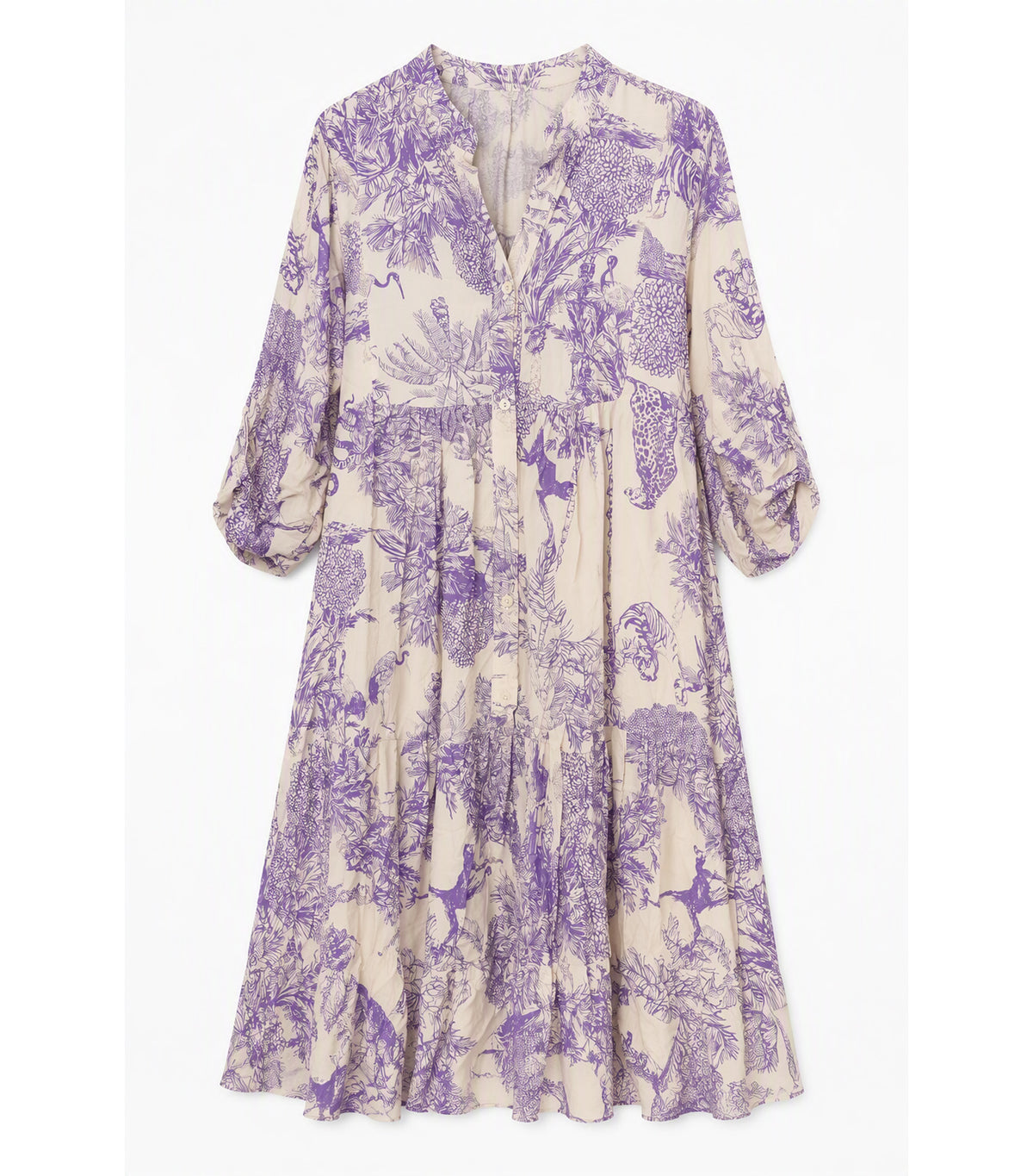 Floral Tiered Midi Dress Lavender