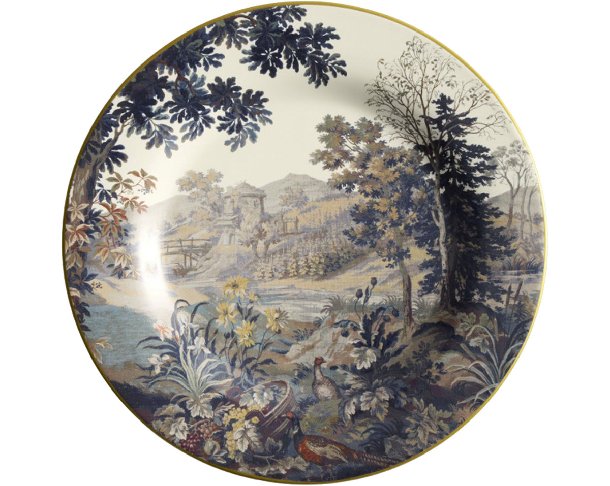 Kravet Folly Scenic Stoneware Salad Plates Mixed Set of 4 Multi