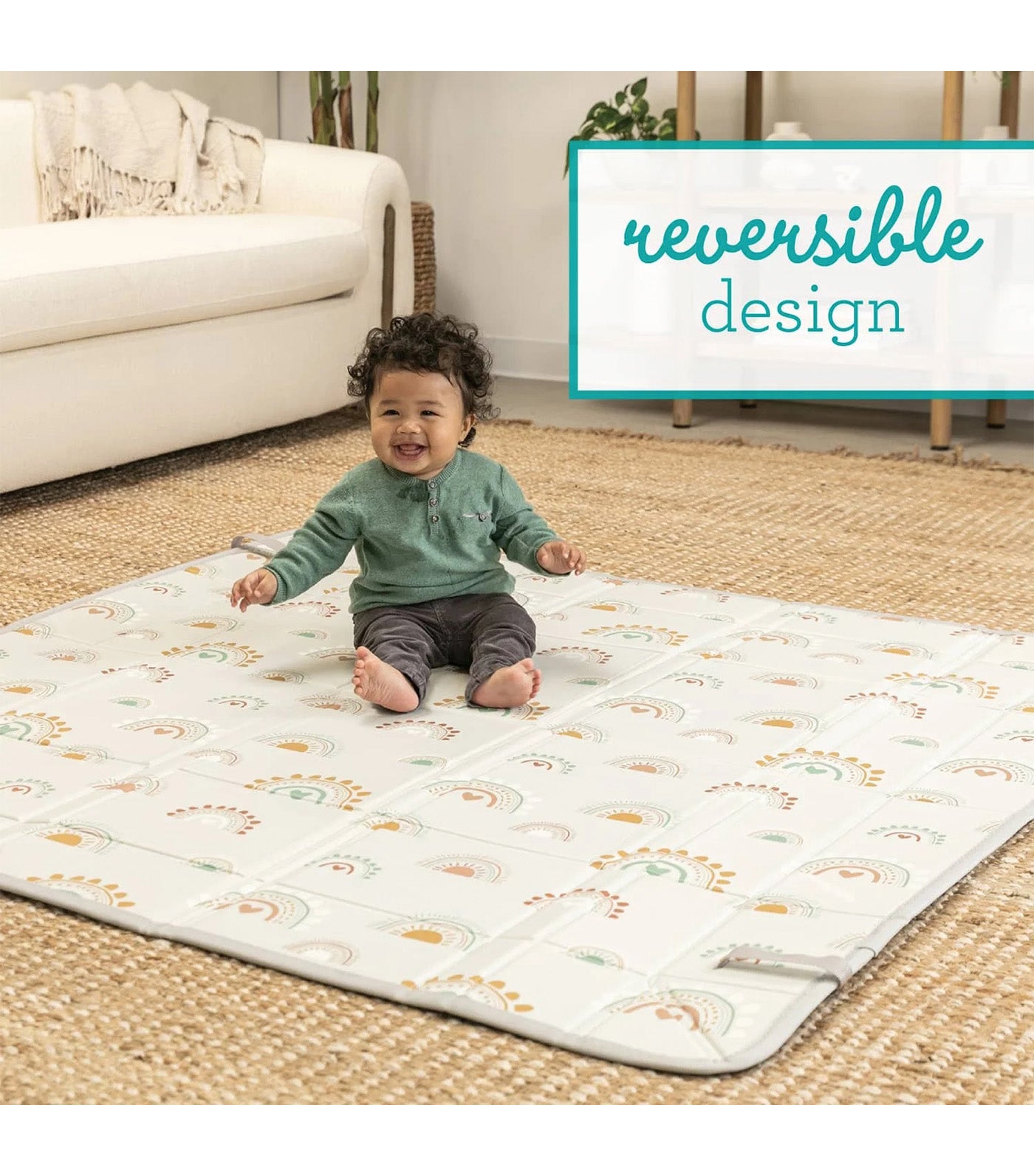 Foldable Soft Foam Mat Beige/Green