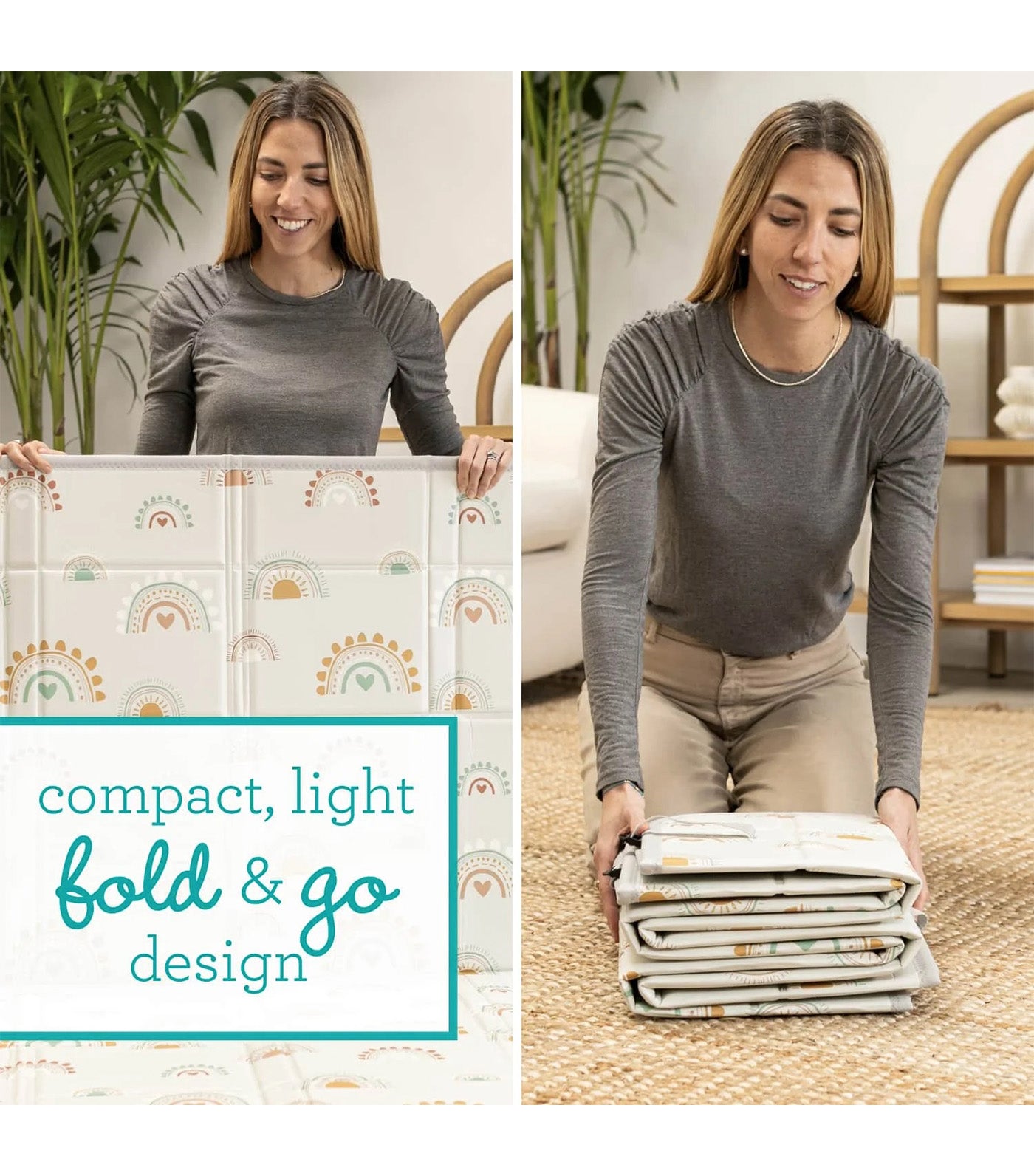 Foldable Soft Foam Mat Beige/Green