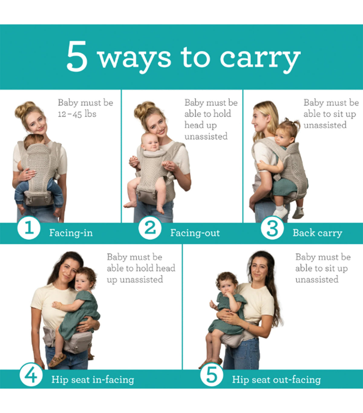 Hip Rider Airy 5-in-1 Hip Seat Carrier Beige