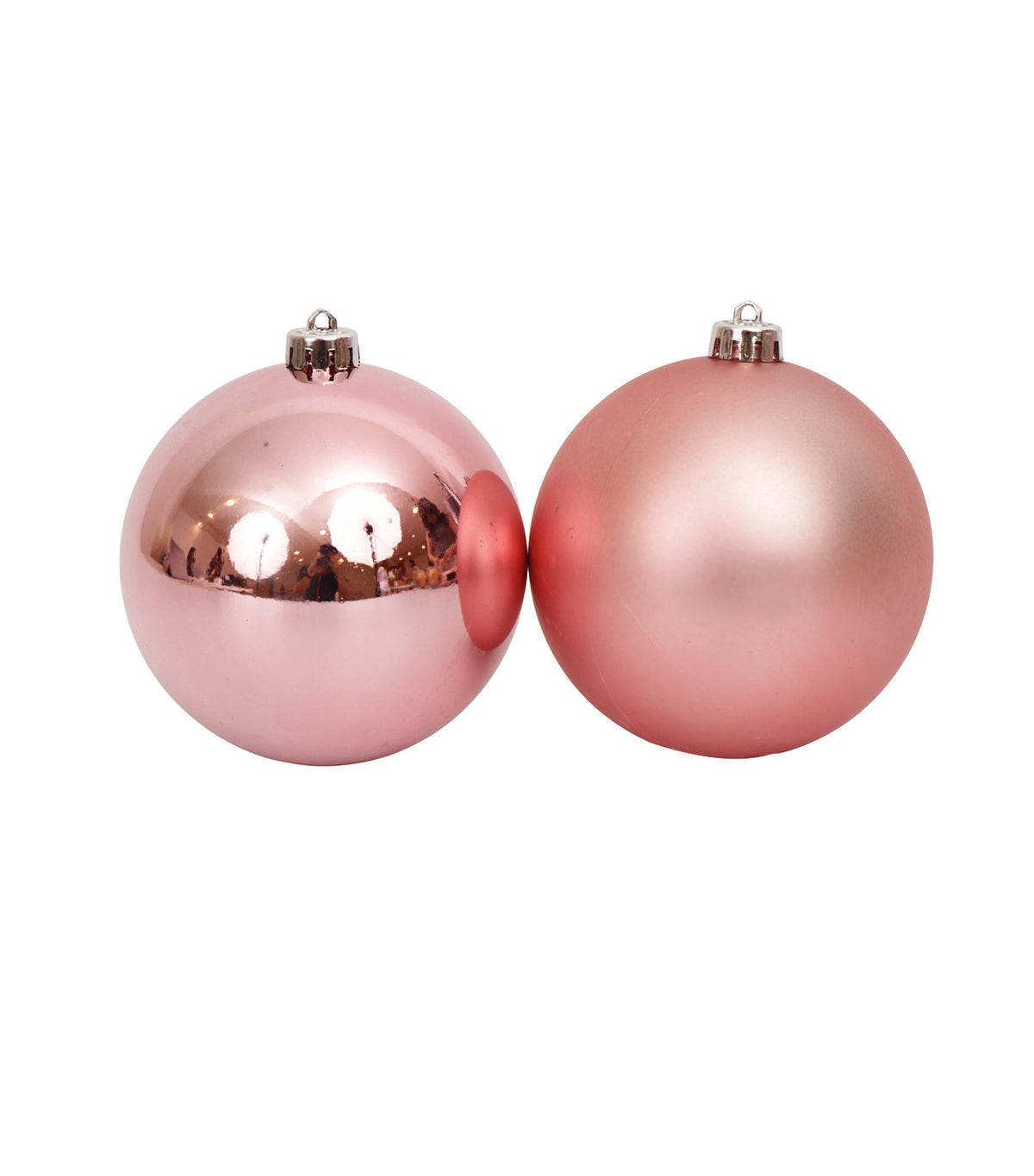 100mm Sphere Christmas Ball Set of 2 Baby Pink
