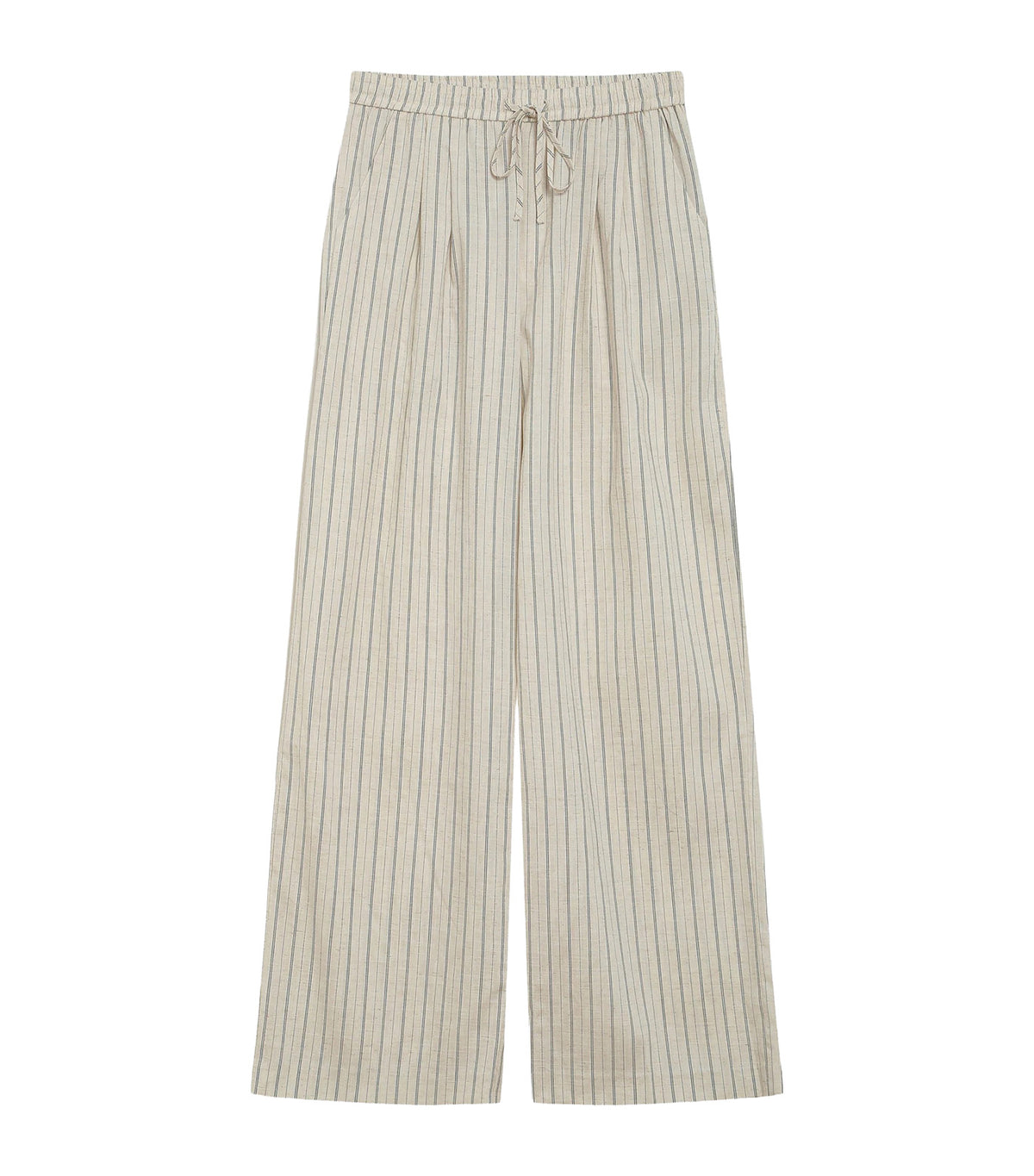 Weston Striped Linen and Tencel Wide-Leg Pants Sable