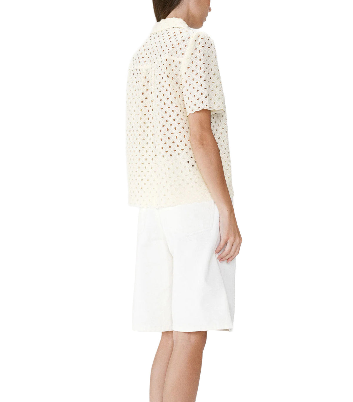Waverine Lace Shirt with Short Sleeves Yellow