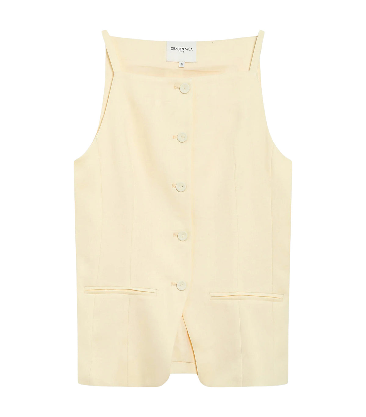 Winston Tencel and Linen Tailored Square-Neck Waistcoat Yellow