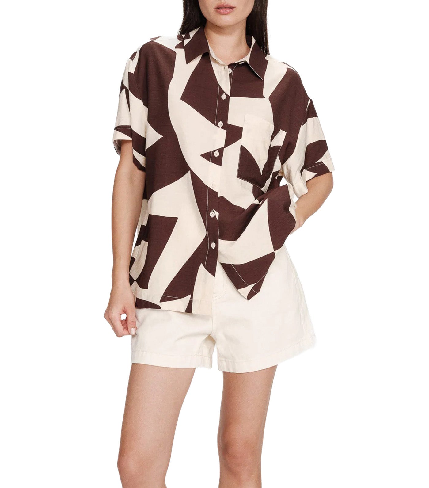 Veil Graphic-Print Shirt Chocolate