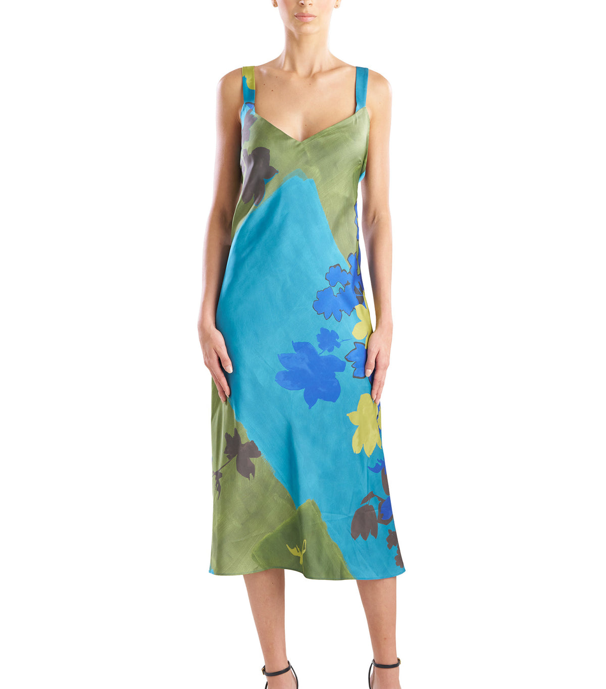 Coromandel Printed Stretch Satin Slip Dress Vivtl