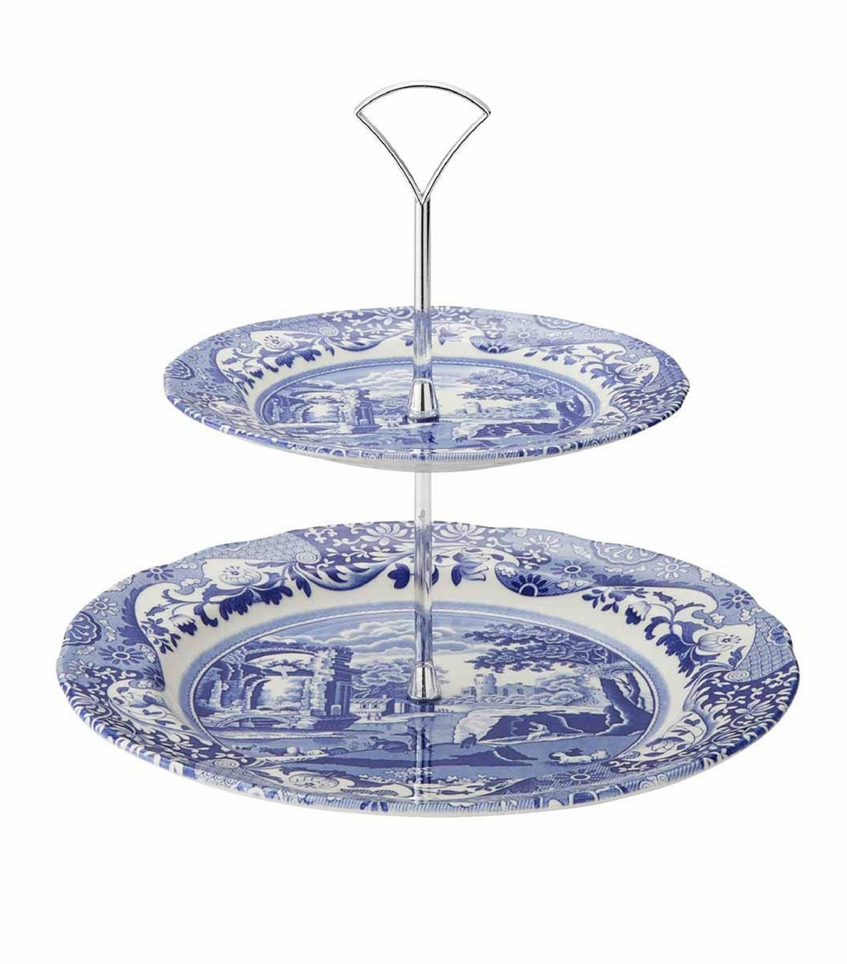 Blue Italian Two-Tier Cake Stand